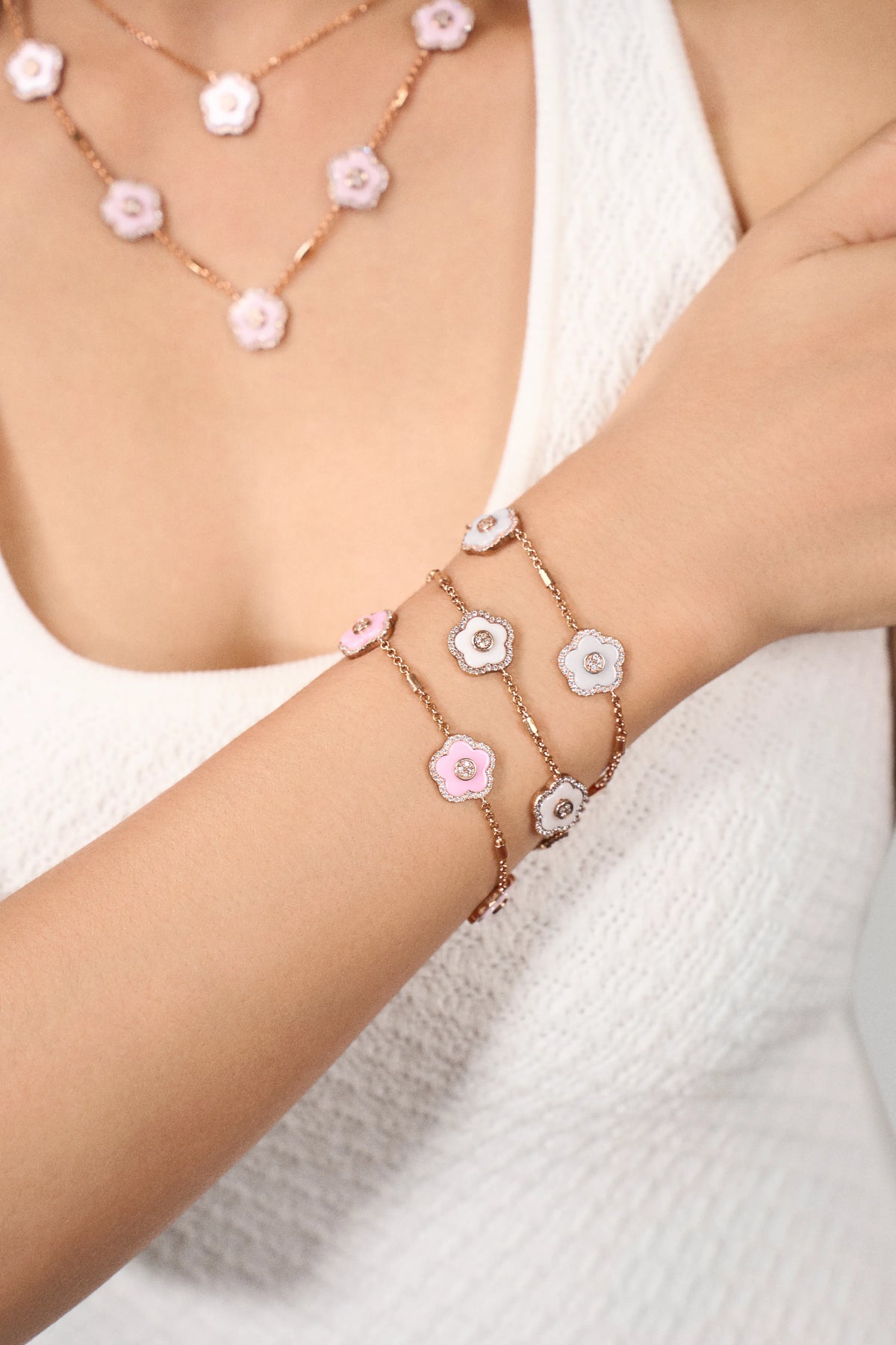 Cherry Blossom Ceramic Bracelet Rose Gold