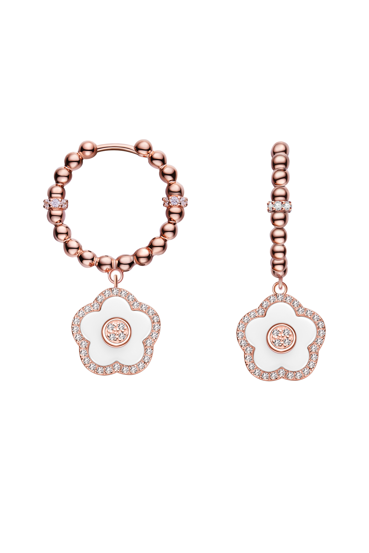 Cherry Blossom Ceramic Earrings Rose Gold