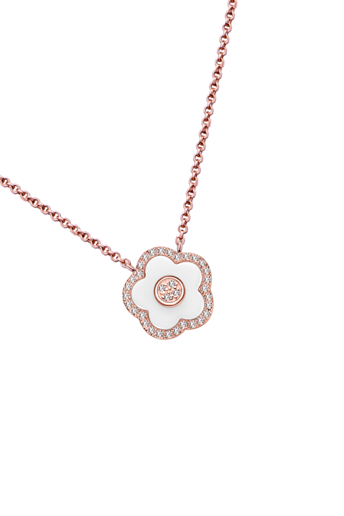 Cherry Blossom Ceramic Necklace Rose Gold