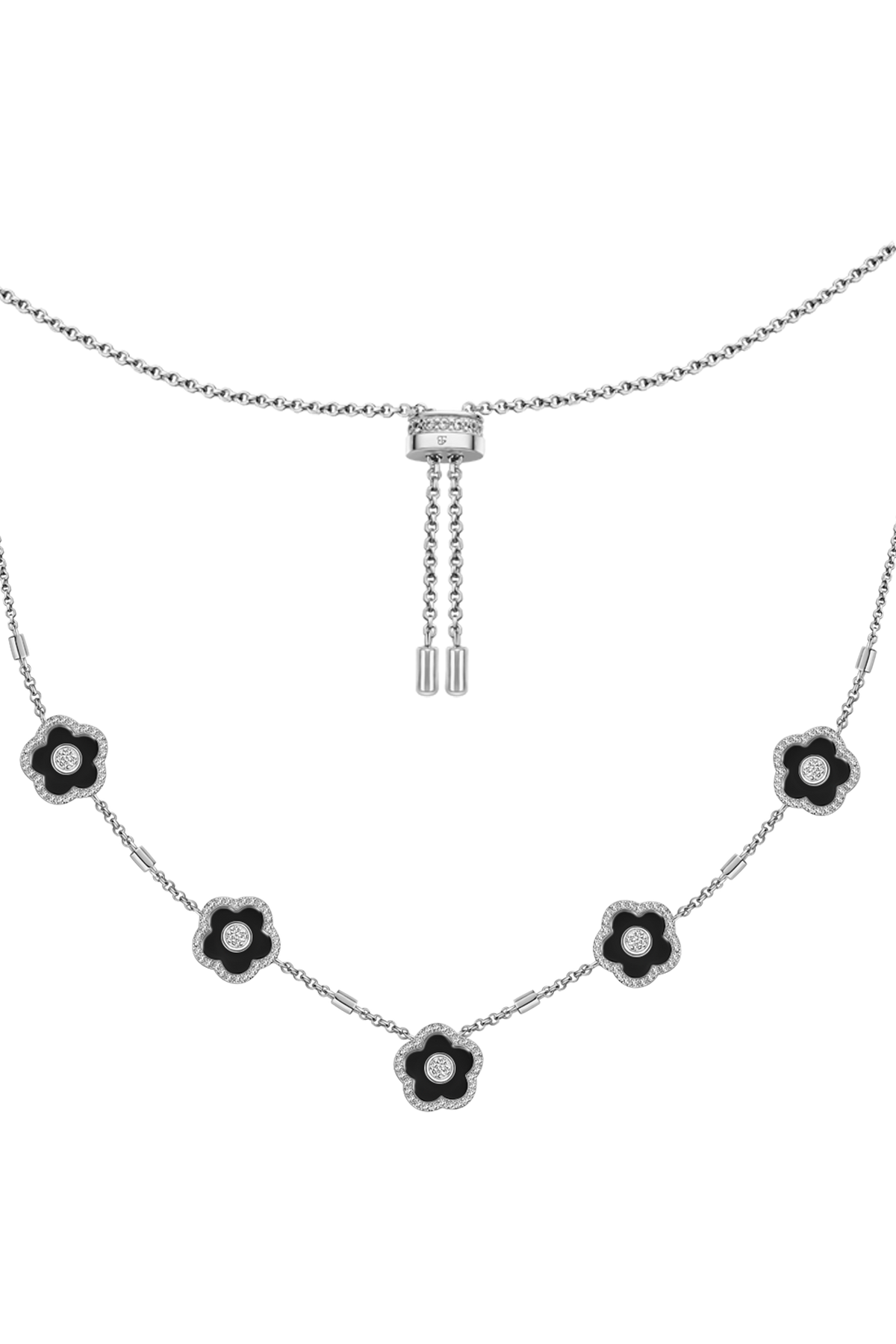 Cherry Blossom Ceramic Necklace Silver