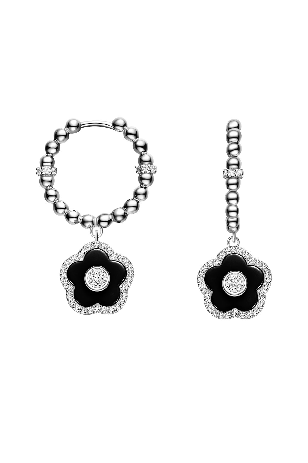Cherry Blossom Ceramic Earrings Silver
