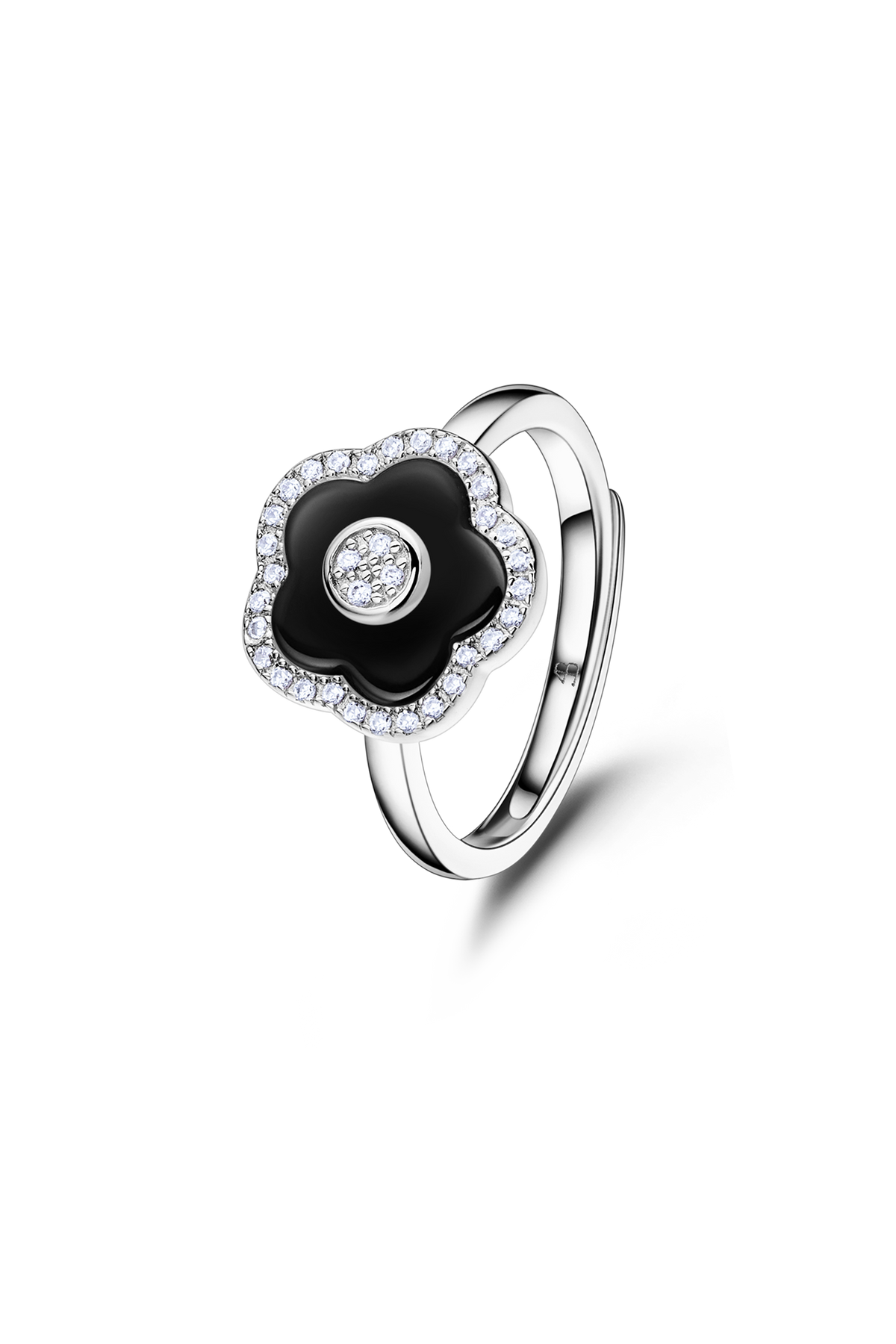Cherry Blossom Ceramic Ring Silver