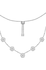 Cherry Blossom Ceramic Necklace Silver