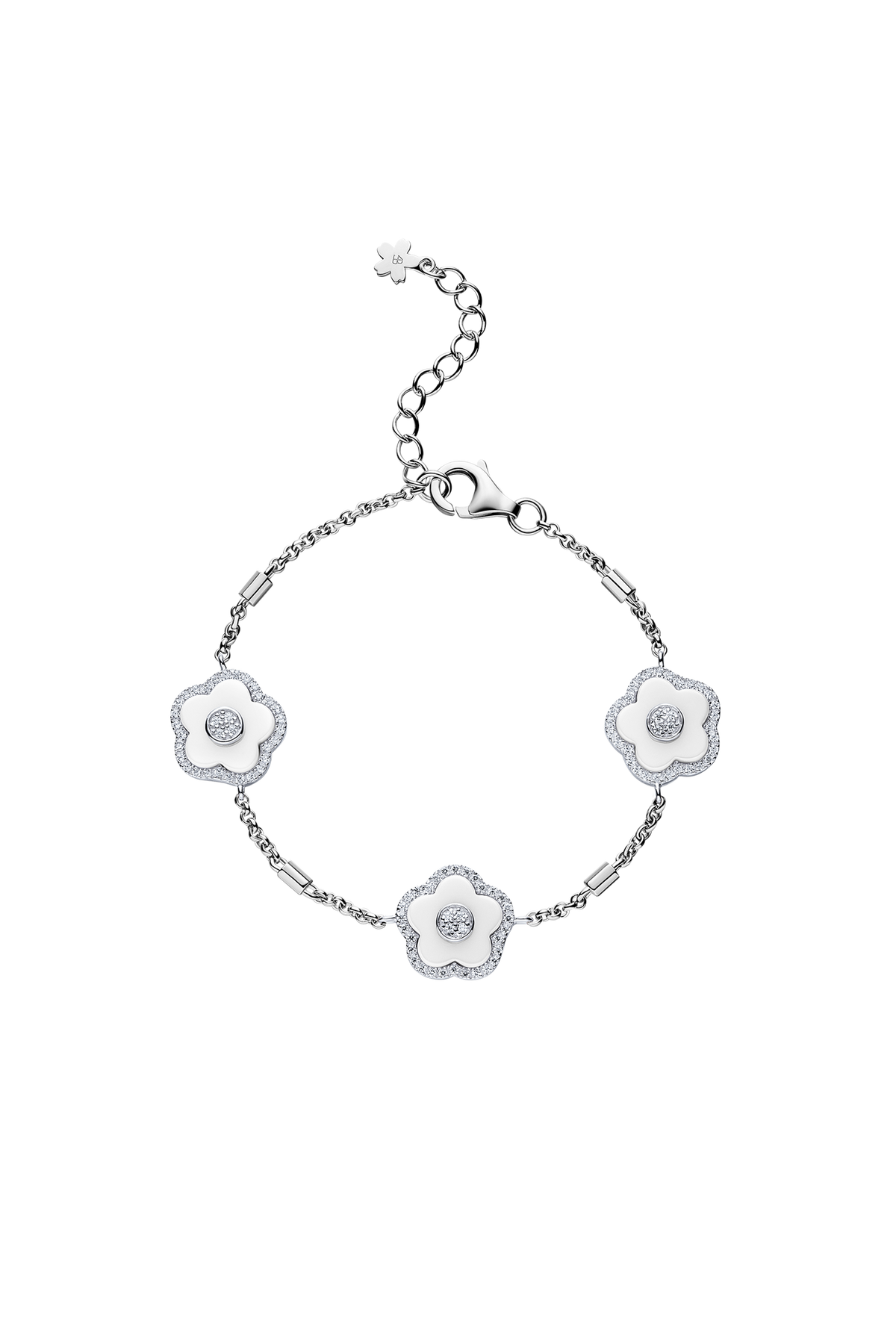Cherry Blossom Ceramic Bracelet Silver