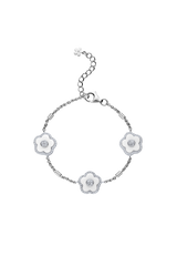 Cherry Blossom Ceramic Bracelet Silver