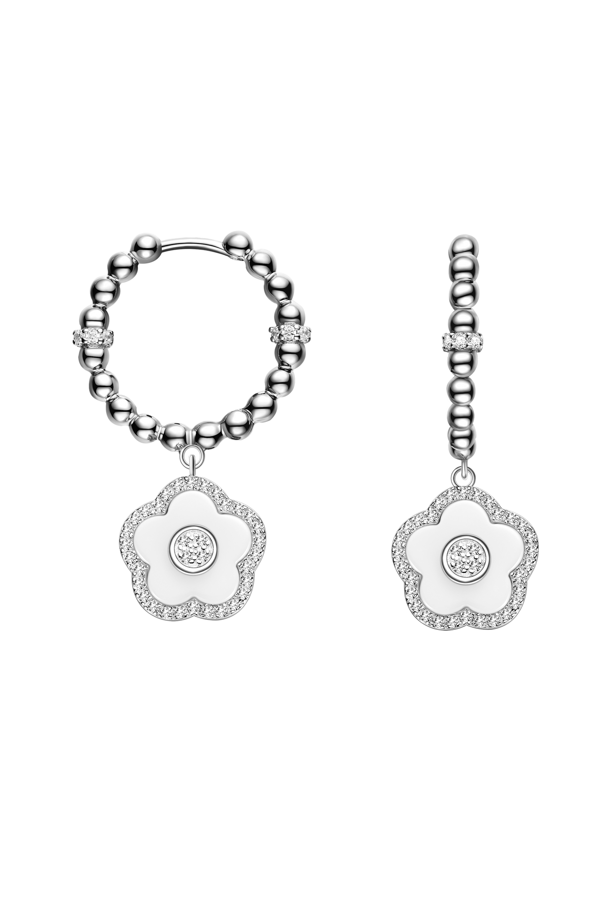 Cherry Blossom Ceramic Earrings Silver
