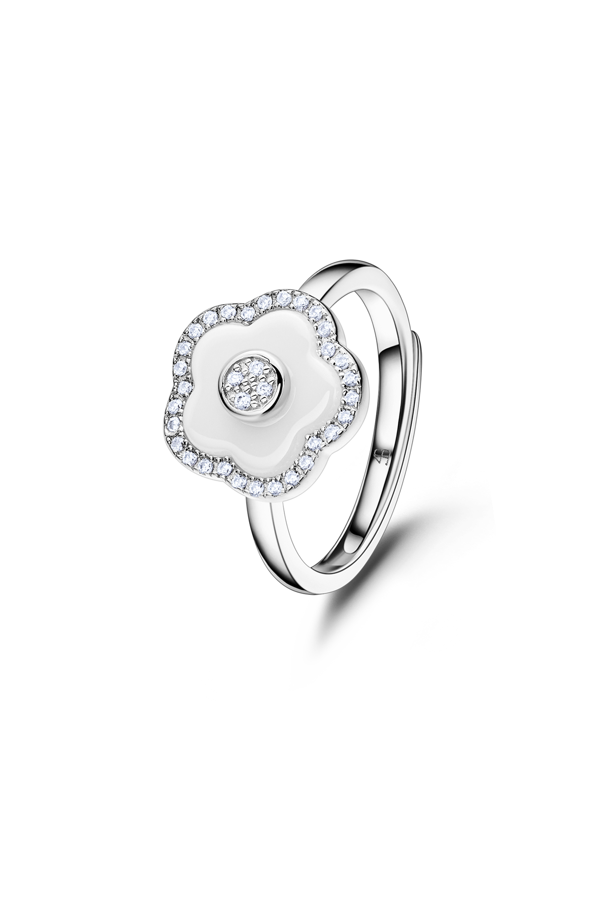 Cherry Blossom Ceramic Ring Silver