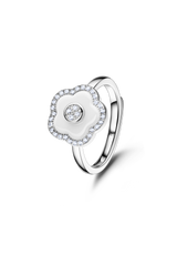 Cherry Blossom Ceramic Ring Silver