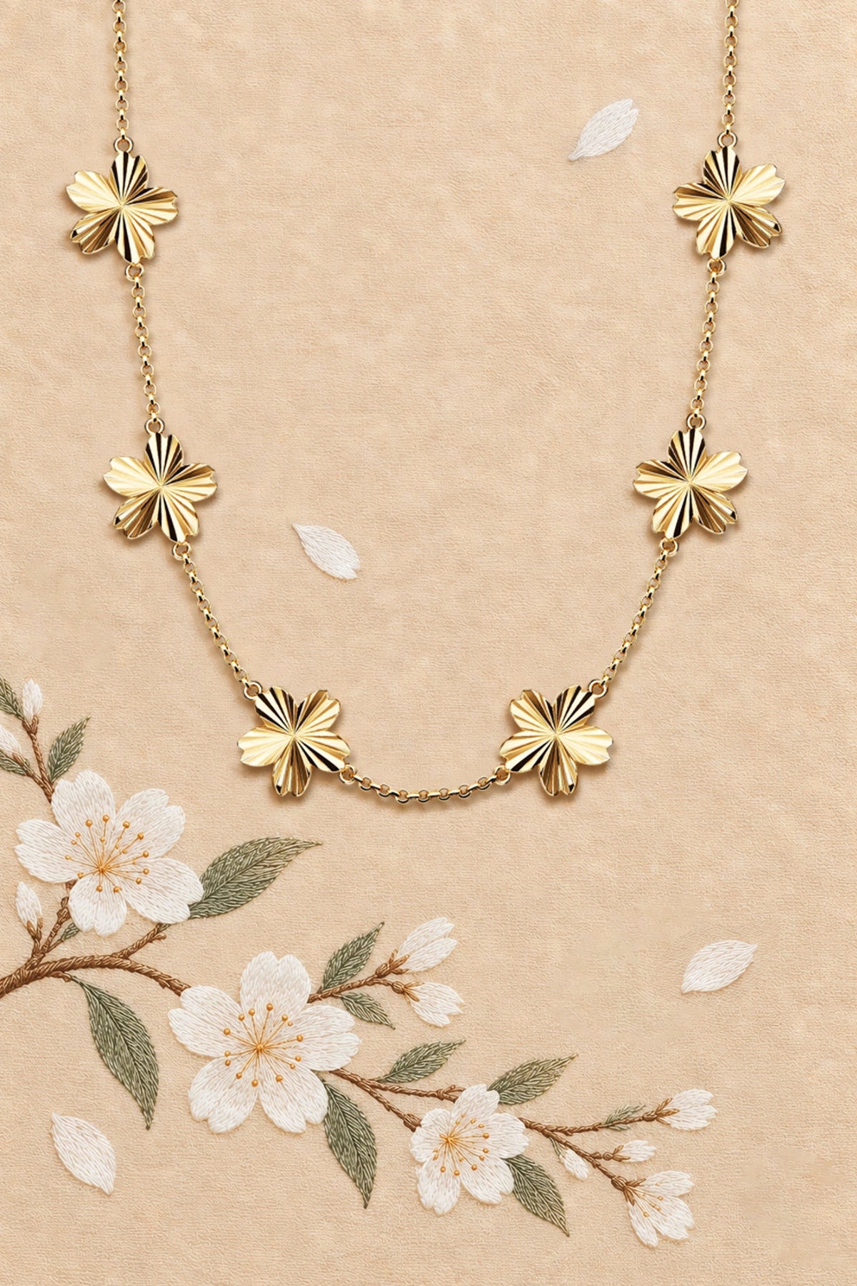 Cherry Blossom Gleam Necklace Gold - BLACK BY BLUE BRAVE