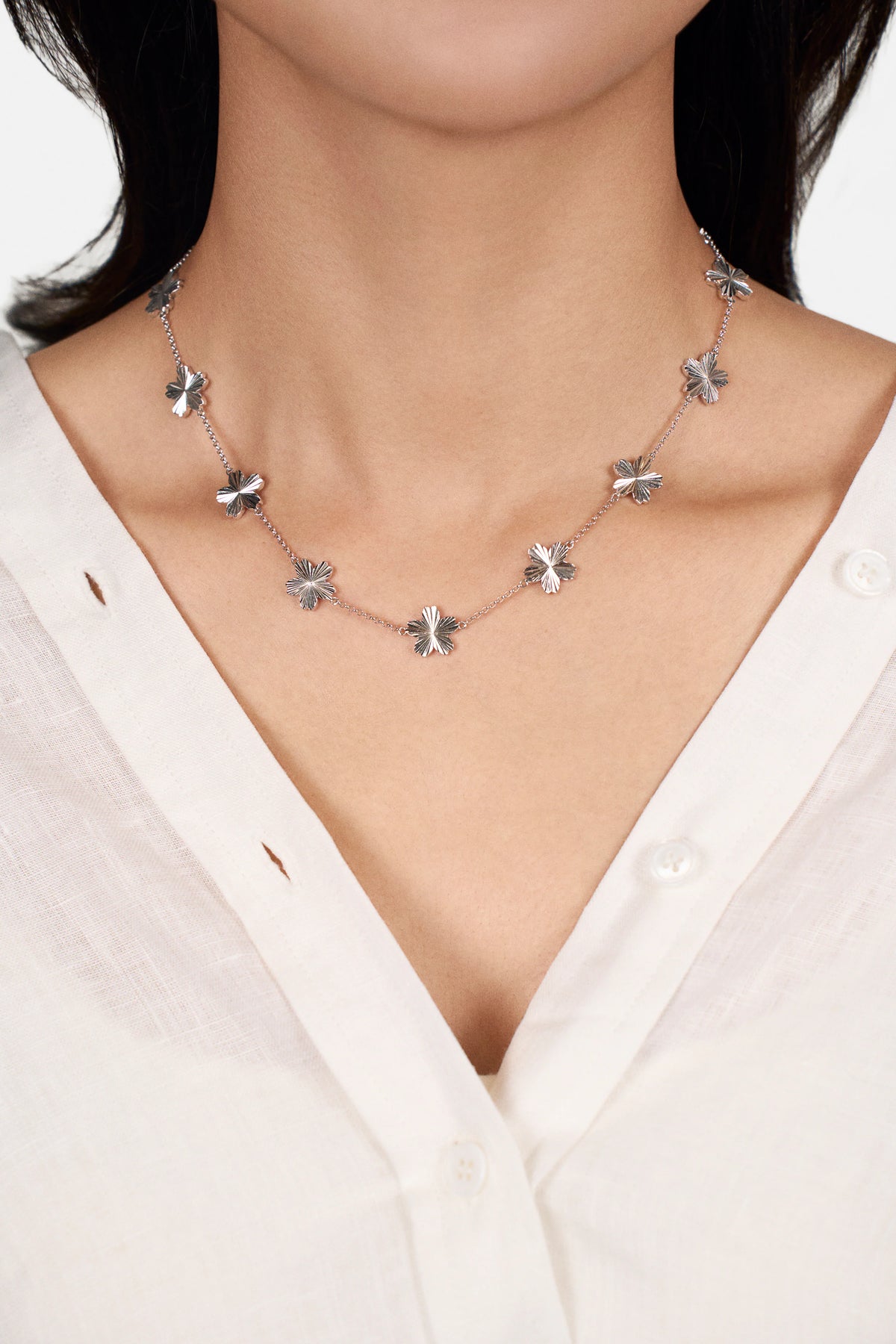 Cherry Blossom Gleam Necklace Silver