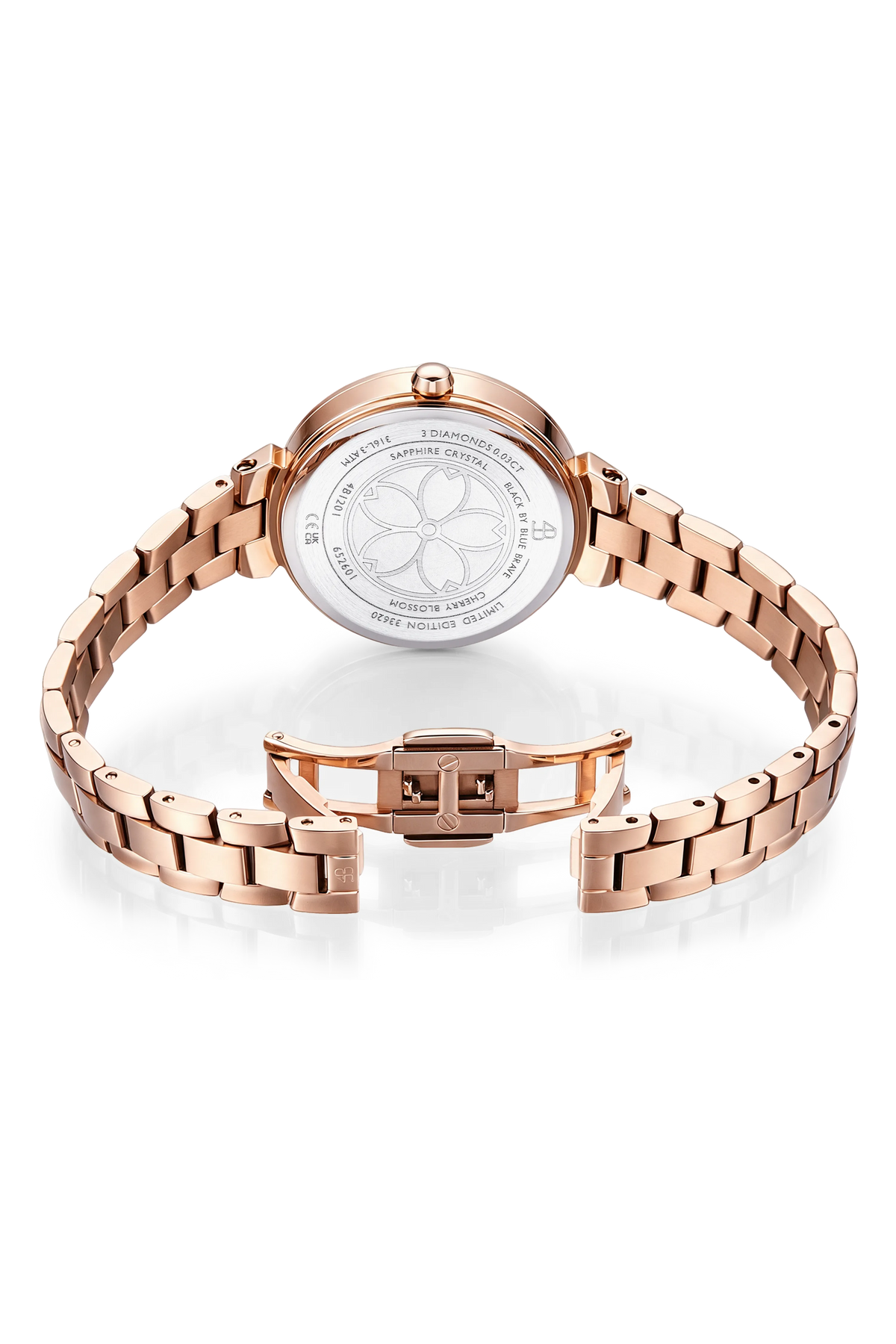 Cherry Blossom Classic Aqua Blue Dial Rose Gold Bracelet
