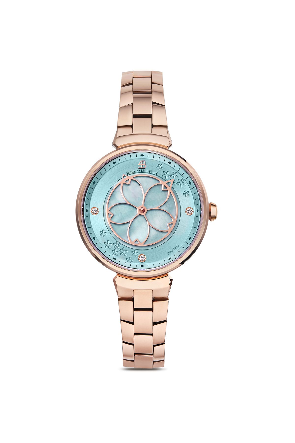 Cherry Blossom Classic Aqua Blue Dial Rose Gold Bracelet