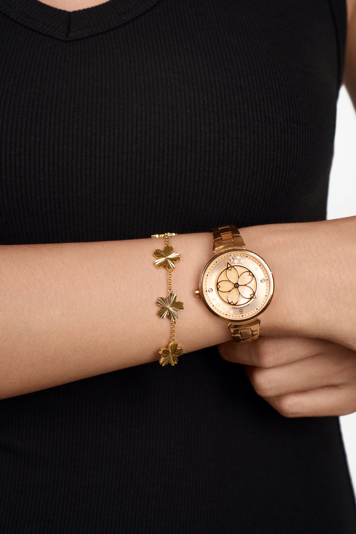 Cherry Blossom Classic Champagne Dial Rose Gold Bracelet