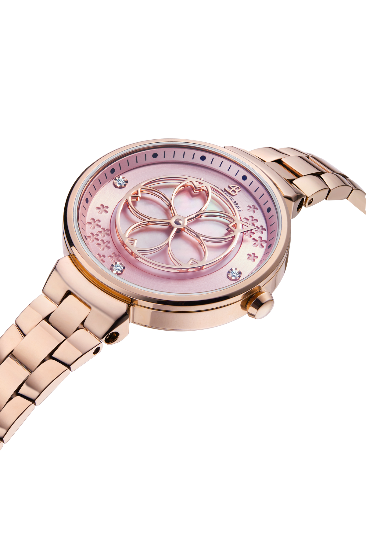 Cherry Blossom Classic Rose Gold Pink Dial Bracelet Watch