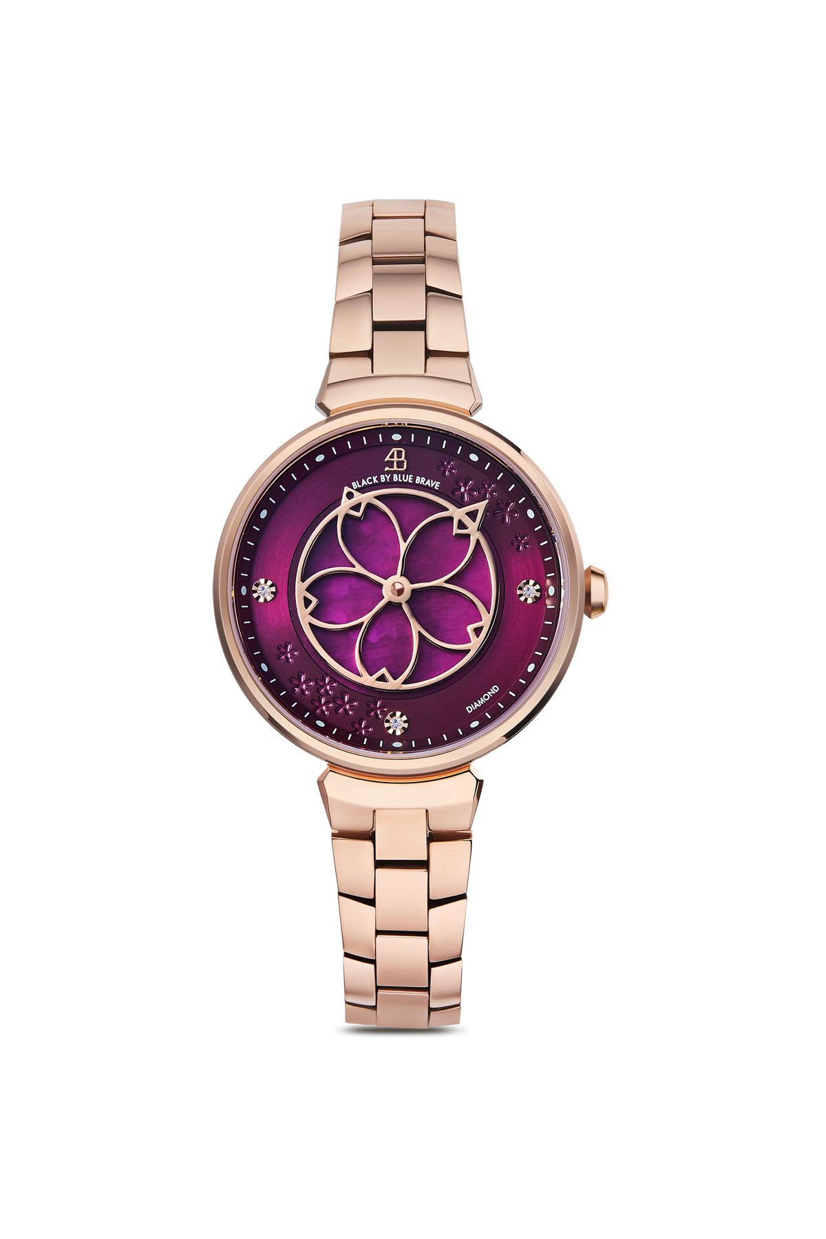 Cherry Blossom Classic Ruby Red Dial Rose Gold Bracelet