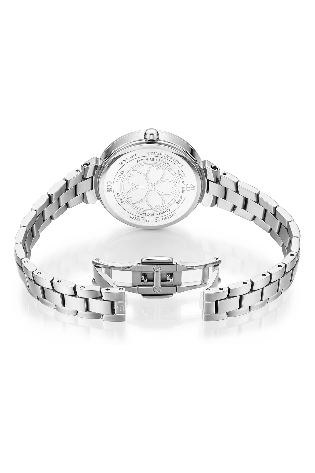 Cherry Blossom Klassische silberne Armbanduhr mit rosa Zifferblatt