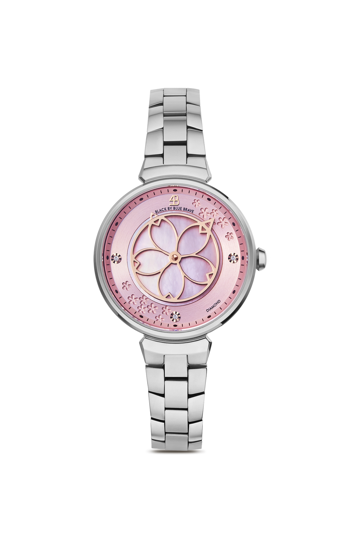 Cherry Blossom Classic Sakura Pink Dial Silver Bracelet