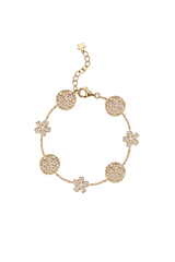 Kirschblüten-Symphonie Pavé 7-Blüten Zirkonia Gold-Armband (18K vergoldet)