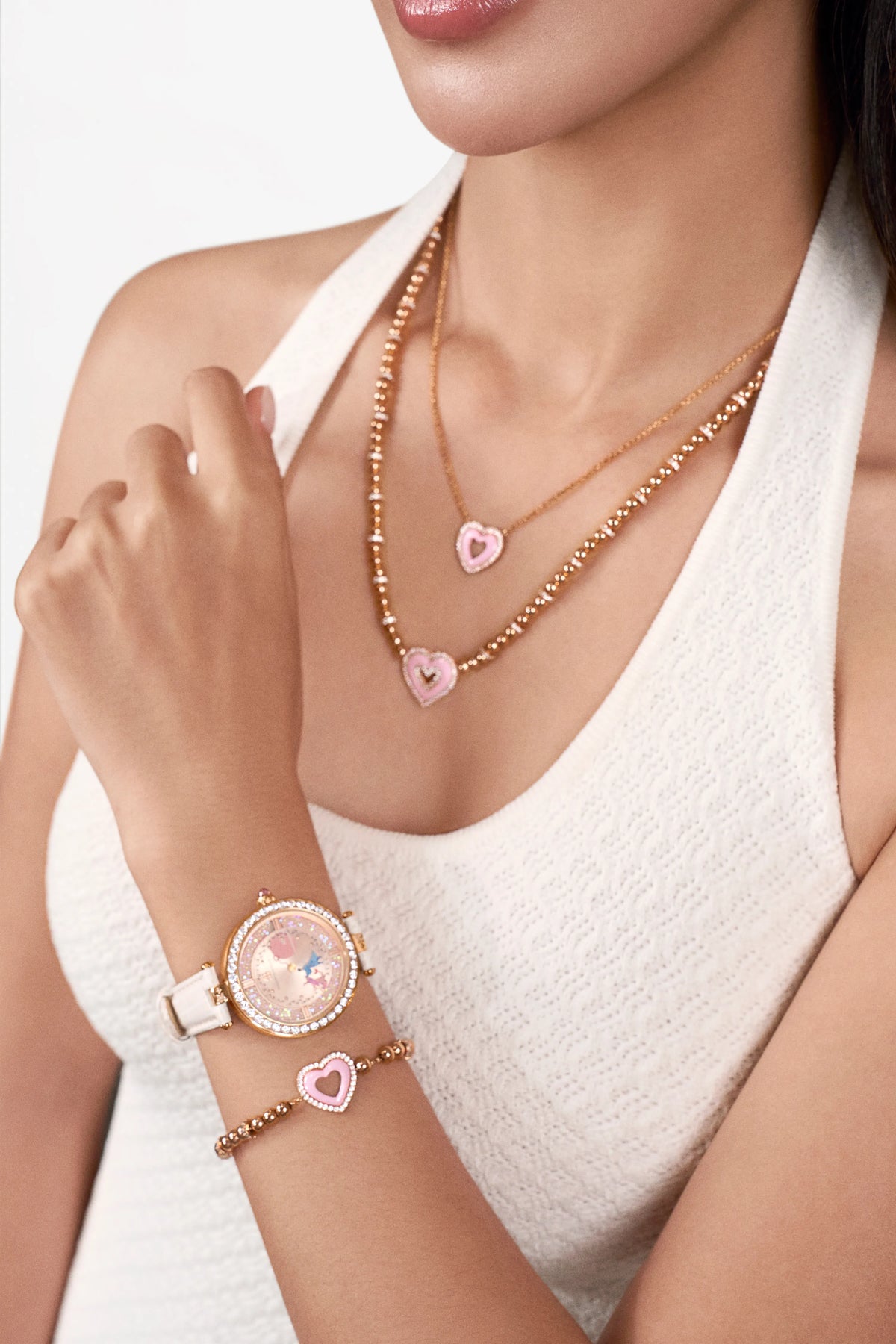 Cowherd And Weaver Girl White Dial Rose Gold