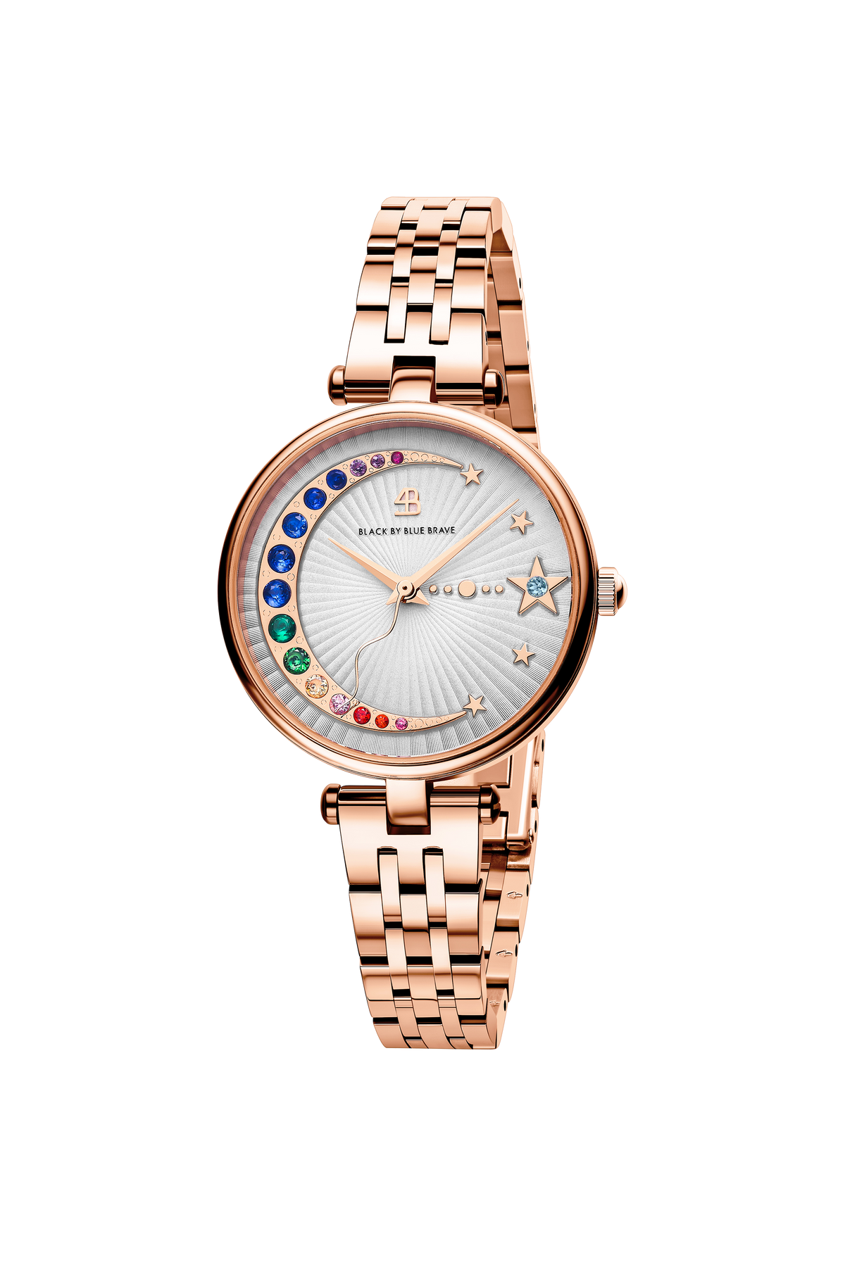 Crescent Moon 32mm Pearl White Dial Rose Gold