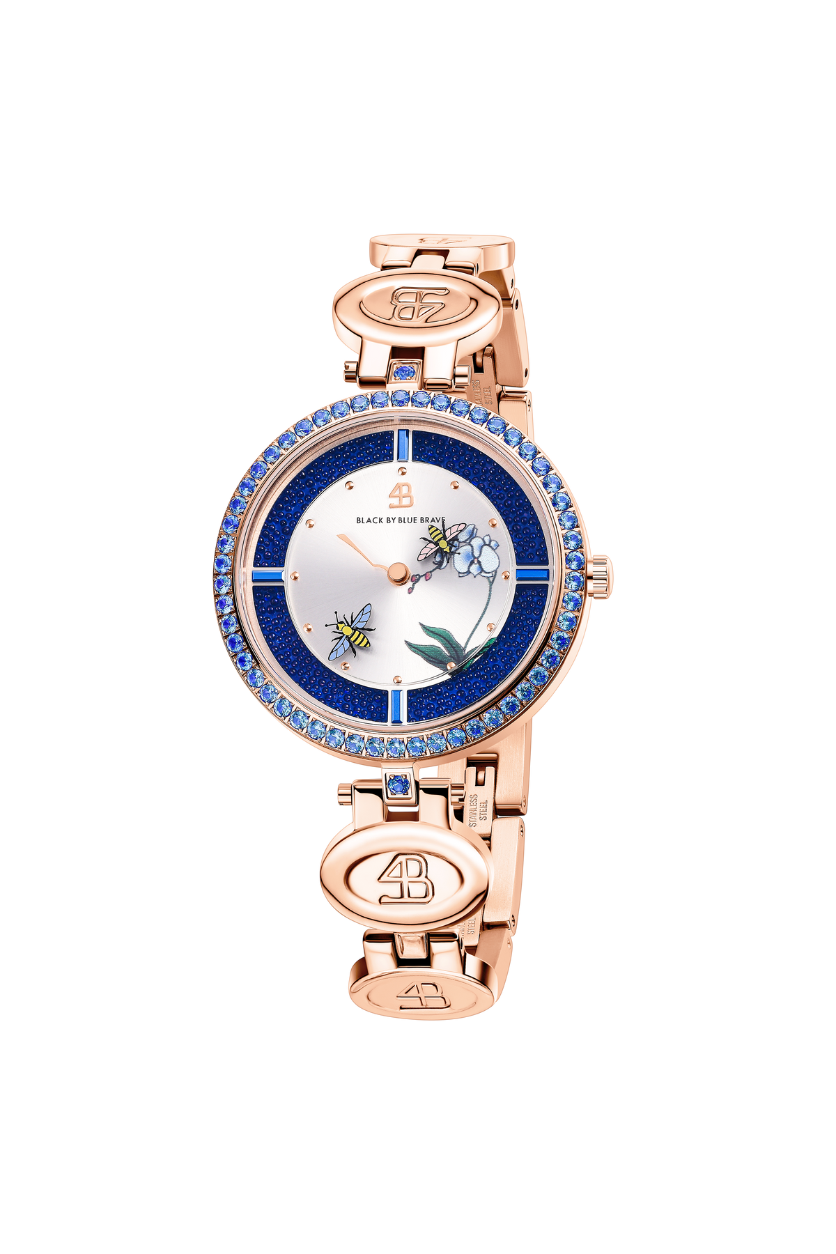 Honey Bee Blue Dial Rose Gold Watch