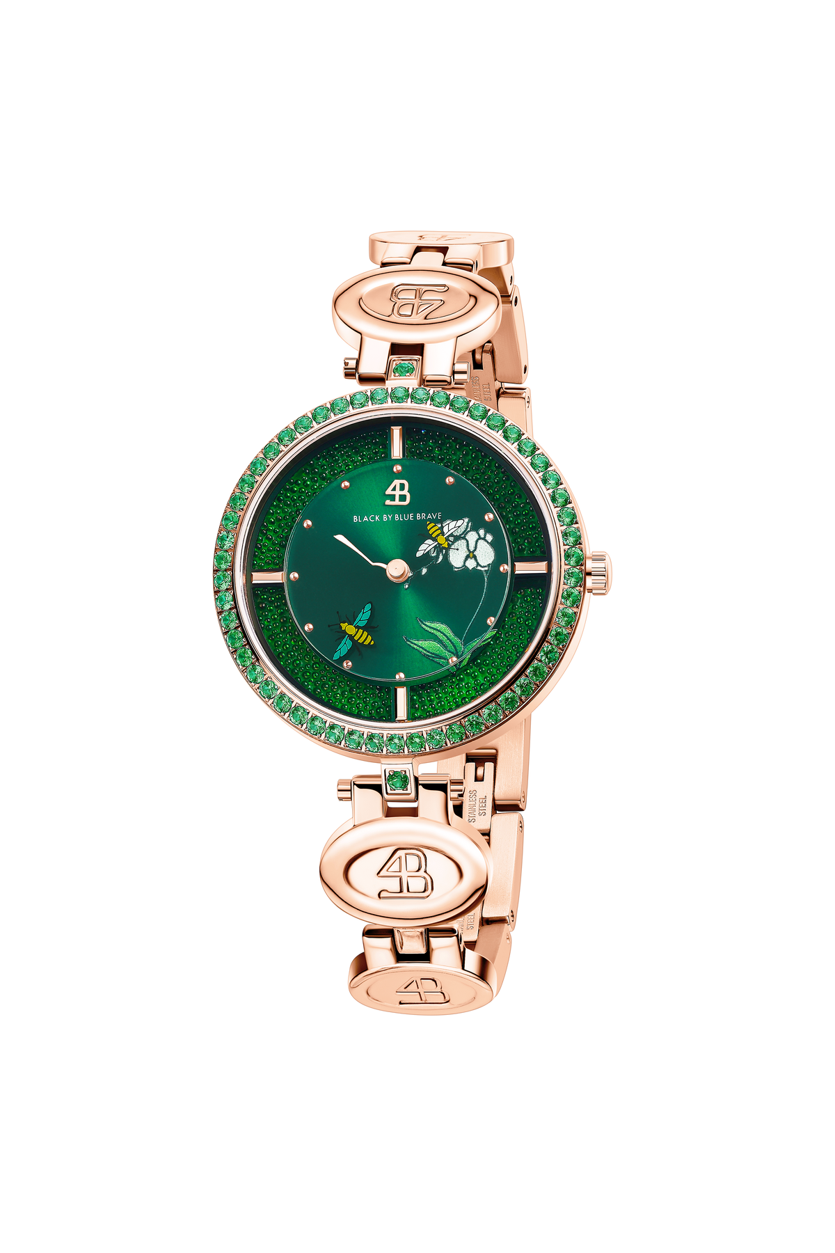 Honey Bee Green Dial Rose Gold Watch