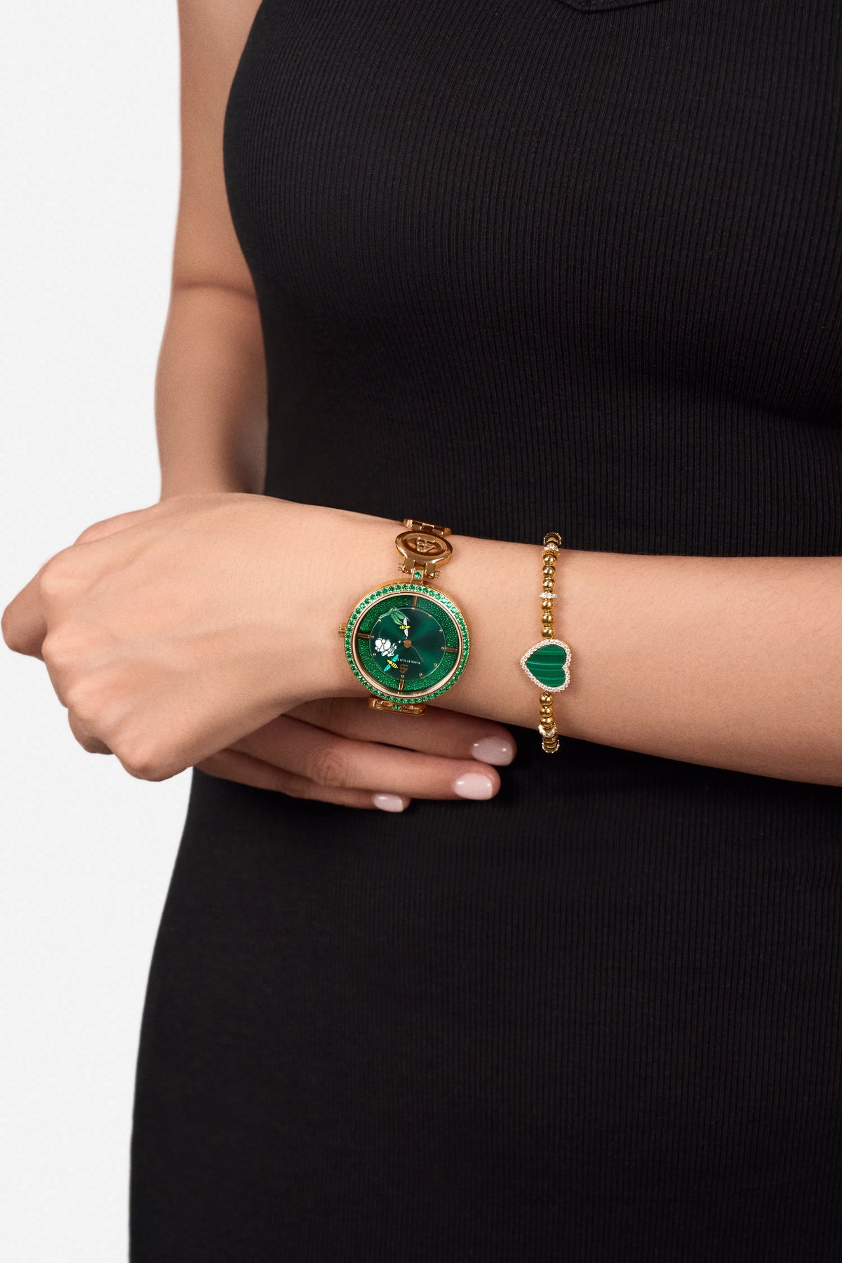 Honey Bee Green Dial Rose Gold Watch