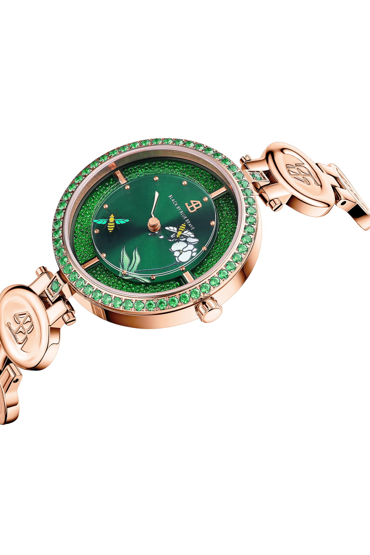 Honey Bee Roségold Grünes Zifferblatt Armbanduhr