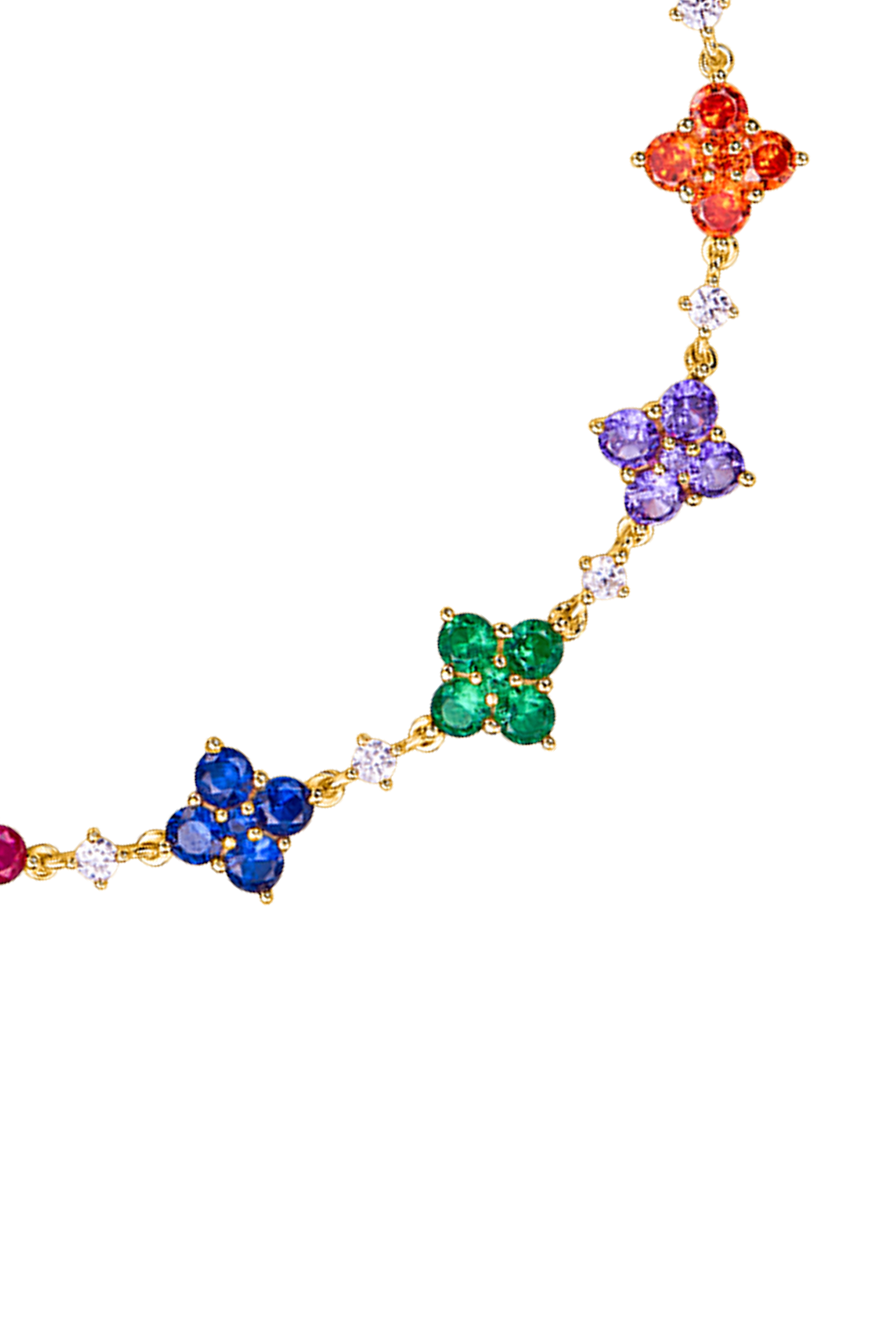 Liebe Gewinnt Regenbogen Blume Zirkonia Gold Verstellbares Armband Sterling Silber Vergoldet