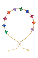 Liebe Gewinnt Regenbogen Blume Zirkonia Gold Verstellbares Armband Sterling Silber Vergoldet
