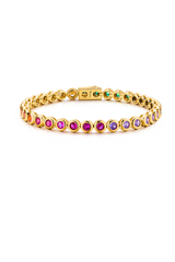 Love Wins Regenbogen Zirkonia Gold Tennisarmband Sterling Silber Vergoldet