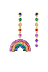 Love Wins Regenbogen-Zirkonia Asymmetrische Ohrhänger Sterling Silber Vergoldet