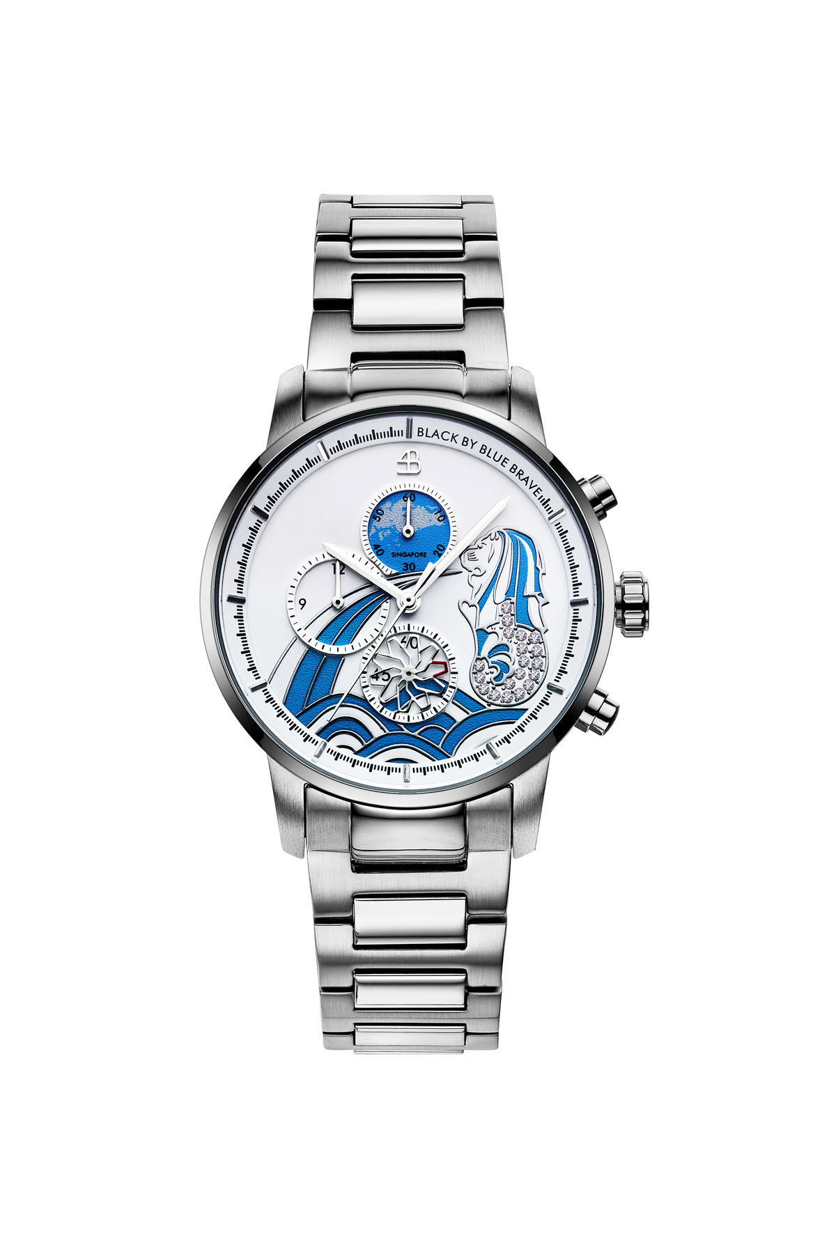 Merlion Blue Dial Bracelet Silver