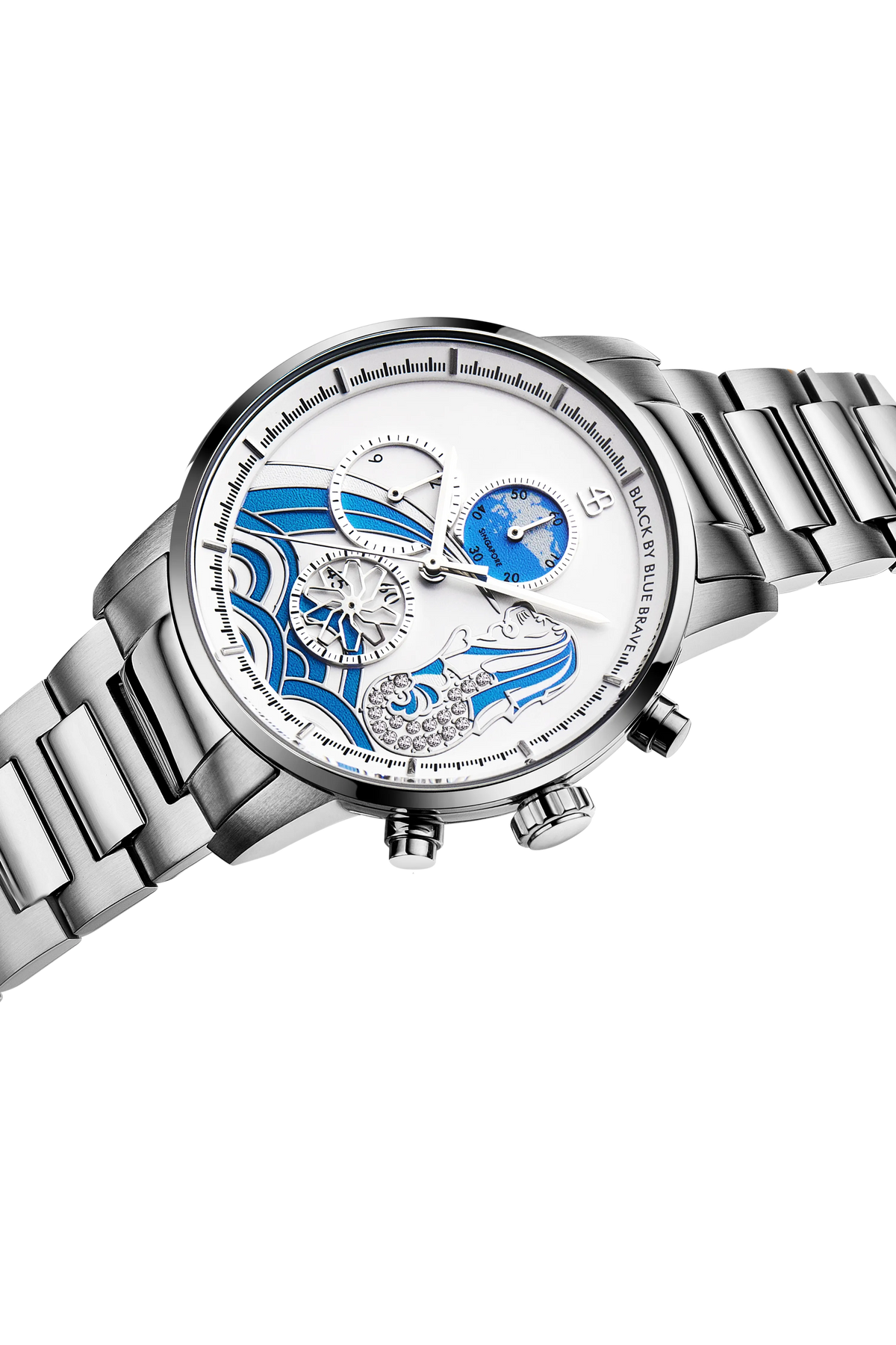 Merlion Blue Dial Bracelet Silver