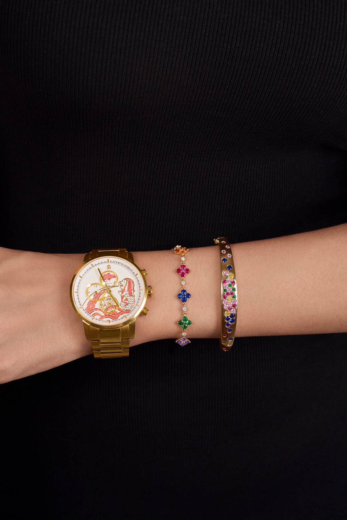 Merlion Gold Chronograph-Armbanduhr mit rotem Zifferblatt