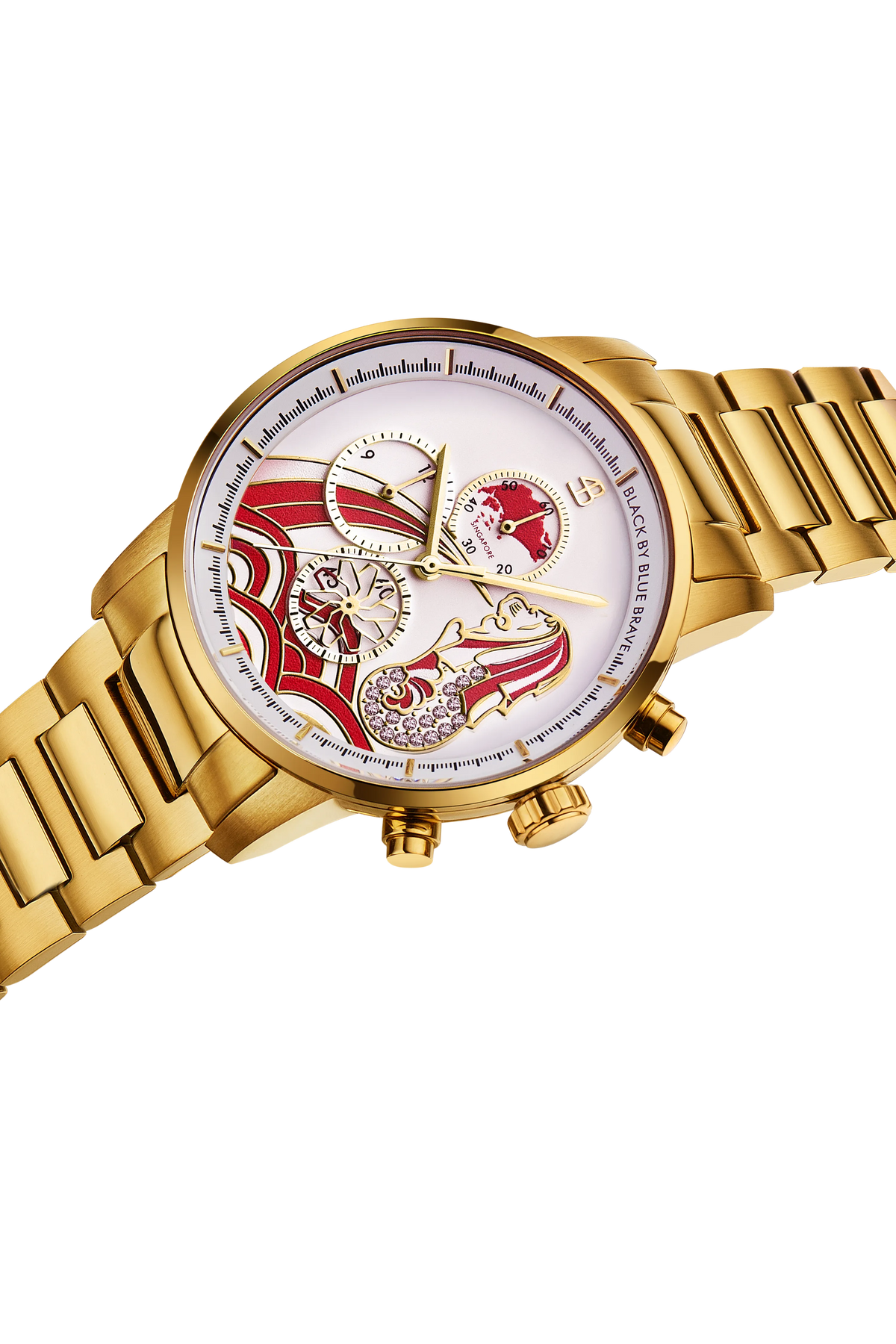Merlion Red and white Dial Gold