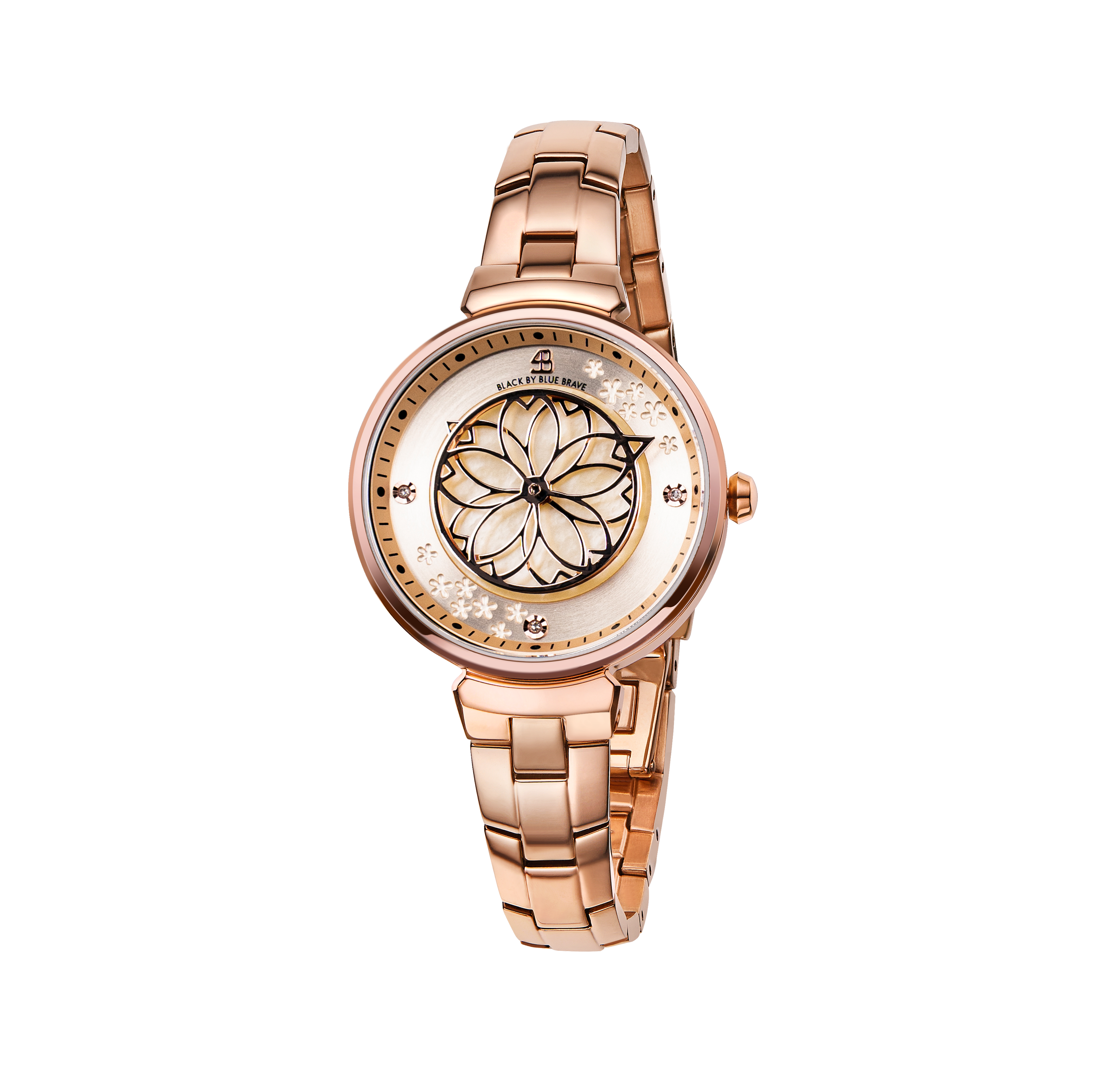 Cherry Blossom 32mm Champagne Mother Of Pearl Dial Sakura Petal Hand Rose Gold Bracelet Watch