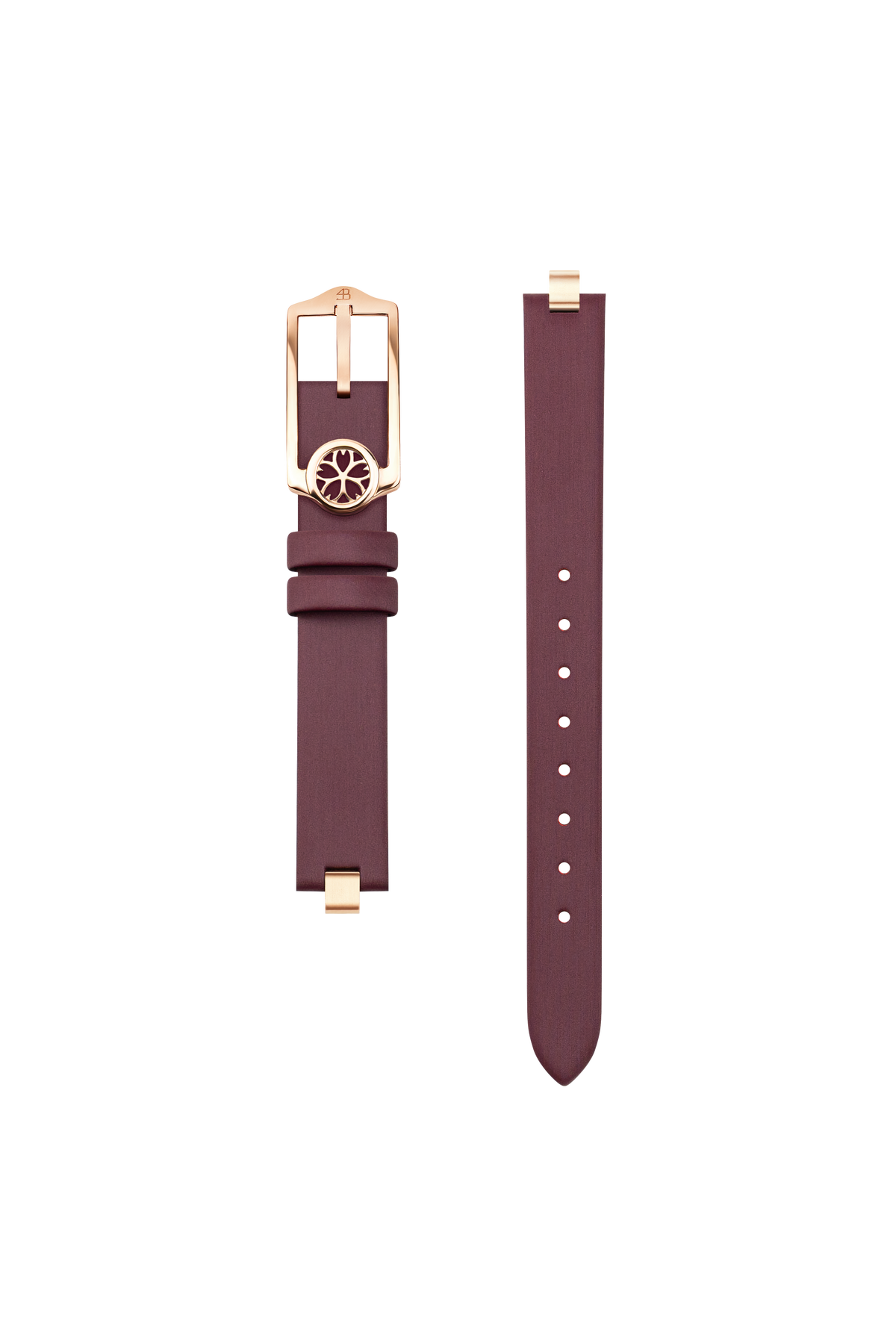 Ruby Red eather watch strap with rose gold buckle