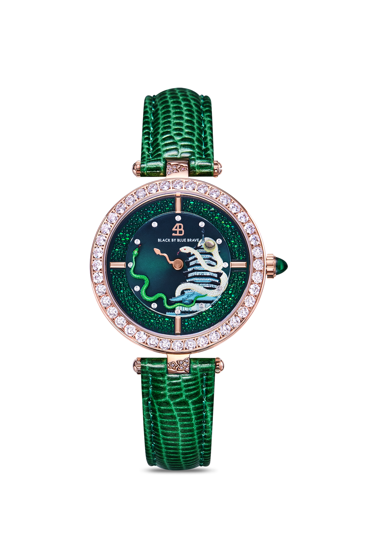 Sister Green Snake Dial Rose Gold Watch