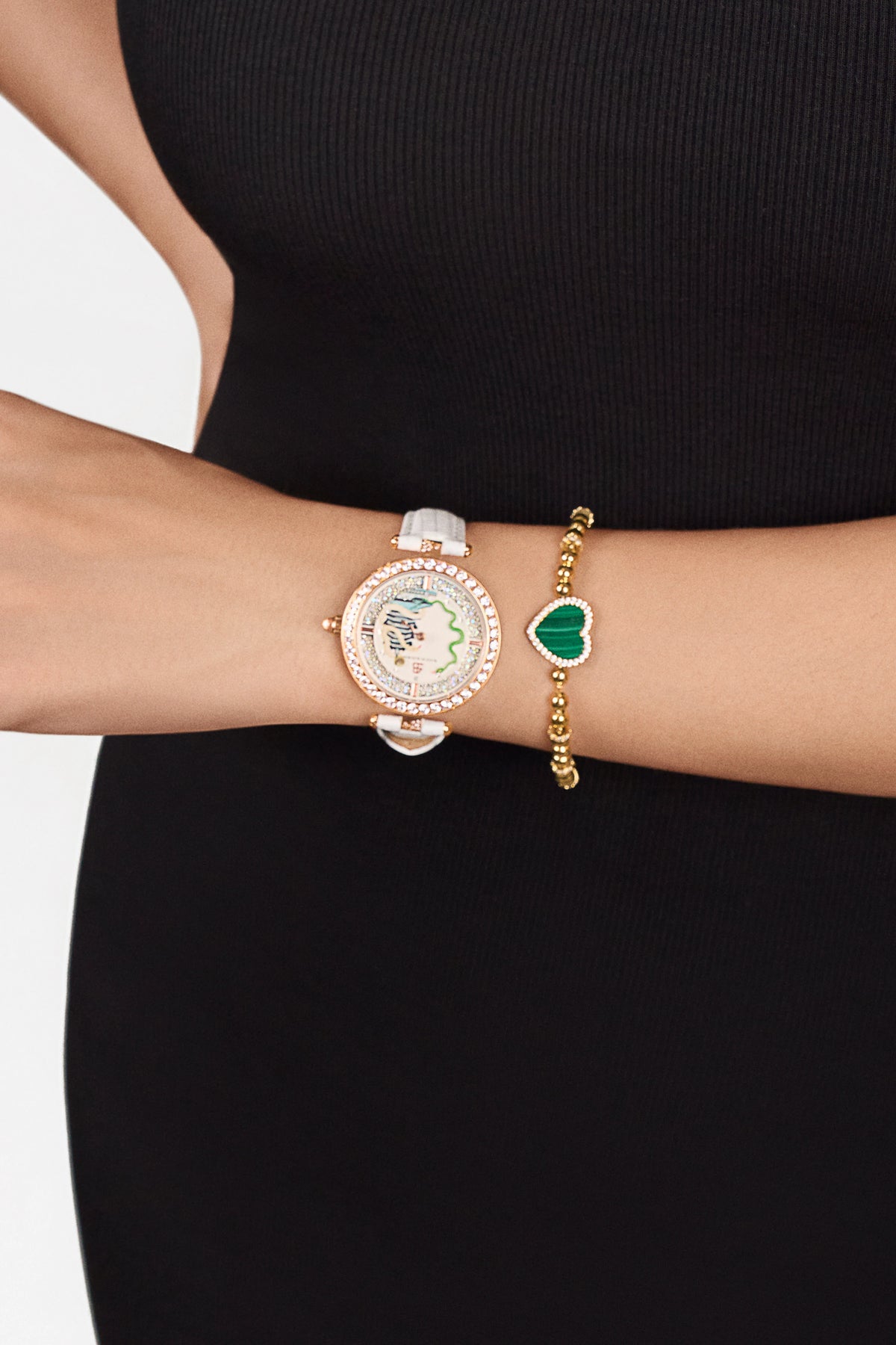 Sister White Snake Dial Rose Gold Watch