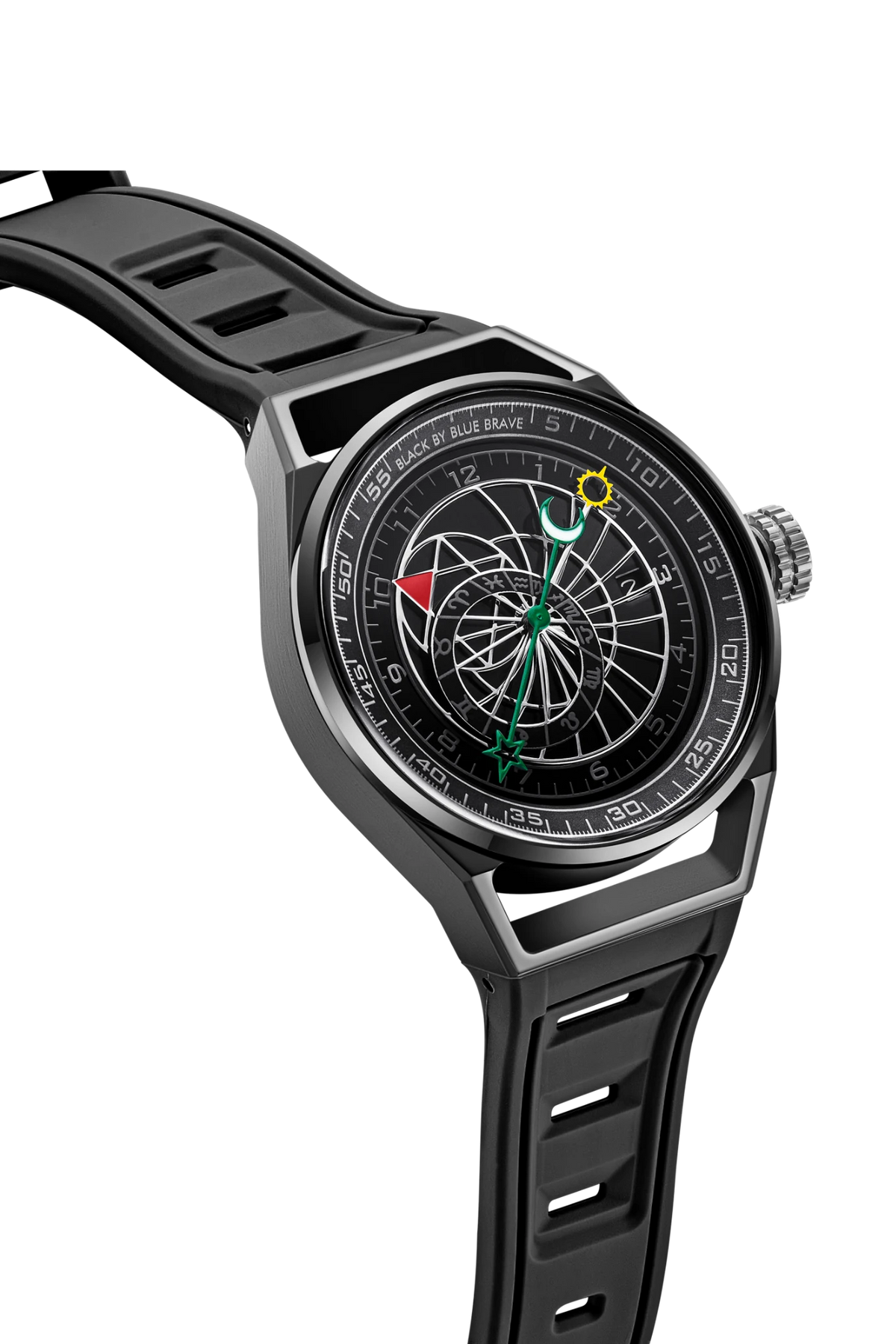 Warrior 40mm Black Astronomical Dial Silicon Strap Automatic Watch