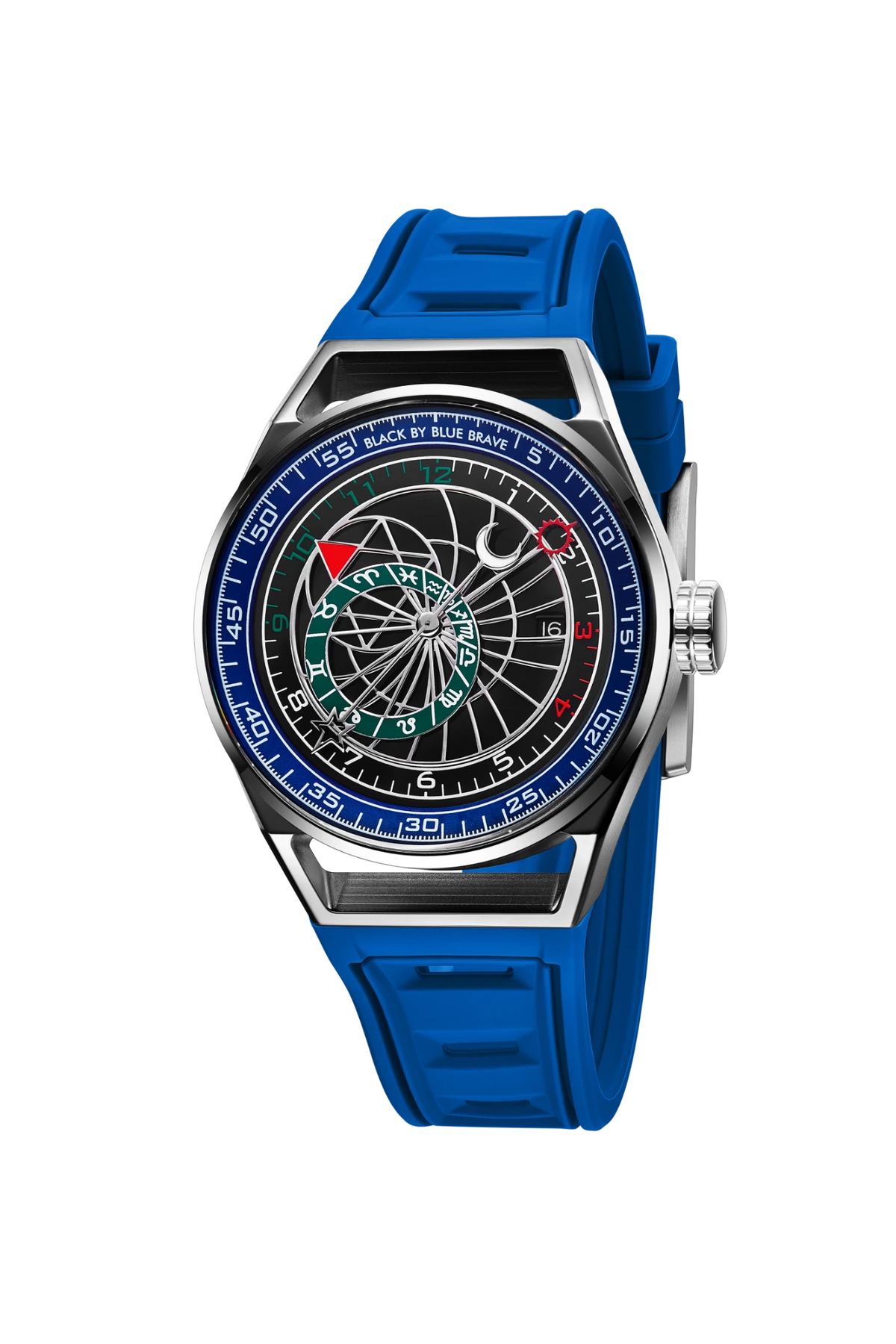 Warrior 40mm Blue Astronomical Dial Silicon Strap Automatic Watch