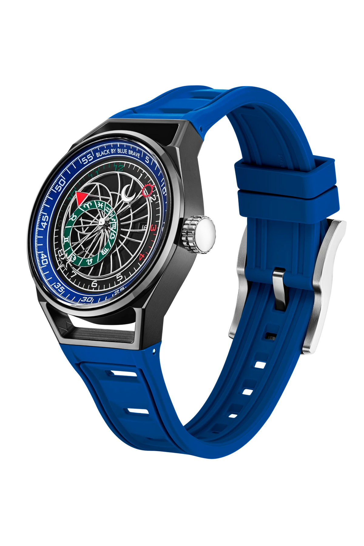 Warrior 40mm Blue Astronomical Dial Silicon Strap Automatic Watch