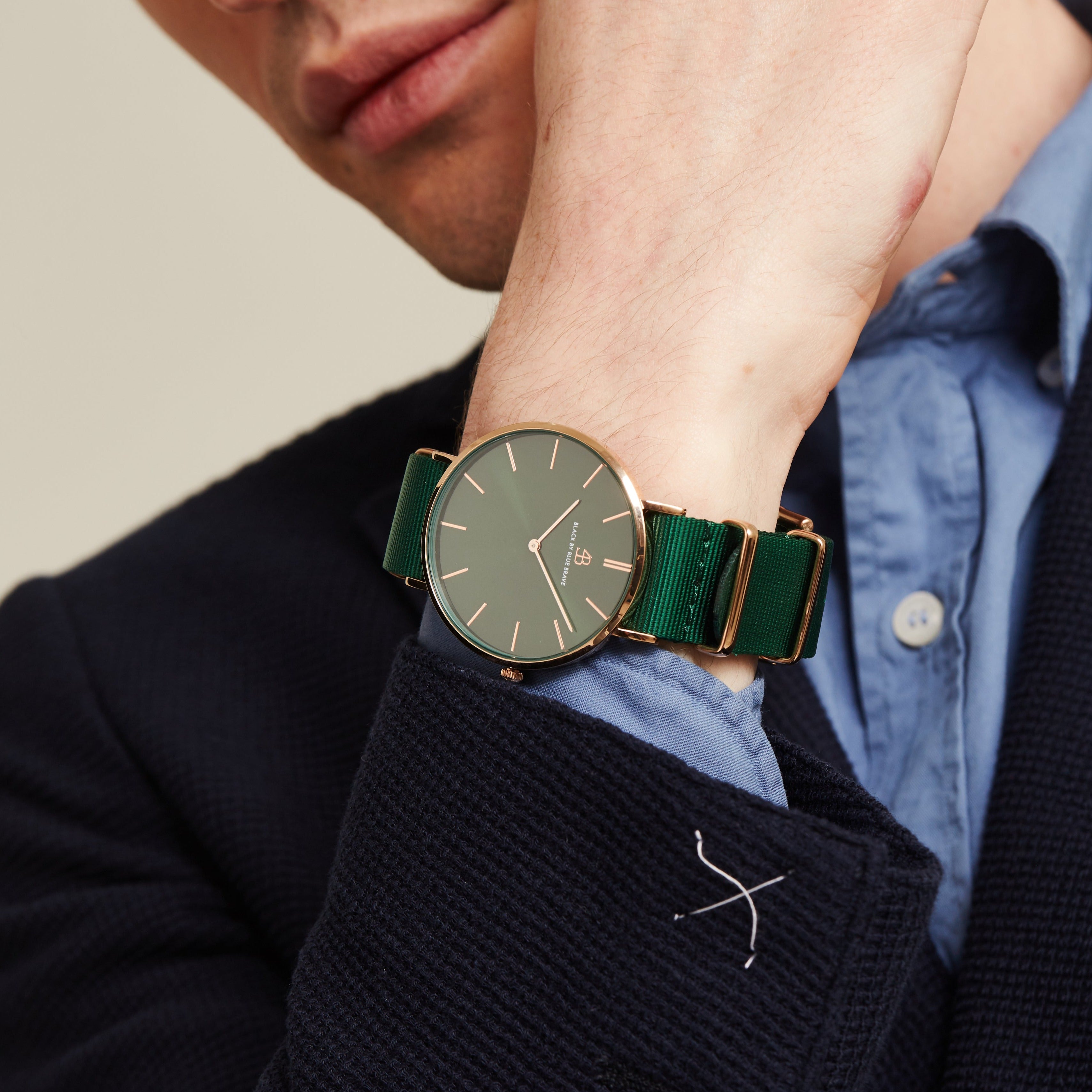 CLASSIC GREEN ROSE GOLD (NYLON STRAP) - 4B Watches