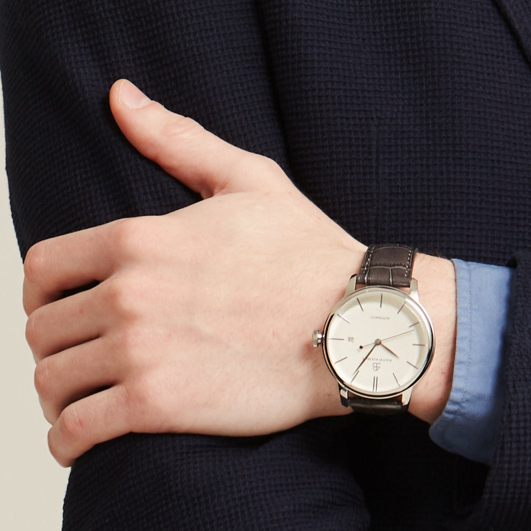 CLASSIC 1986 AUTOMATIC WHITE DIAL WITH GREY STRAP - 4B Watches