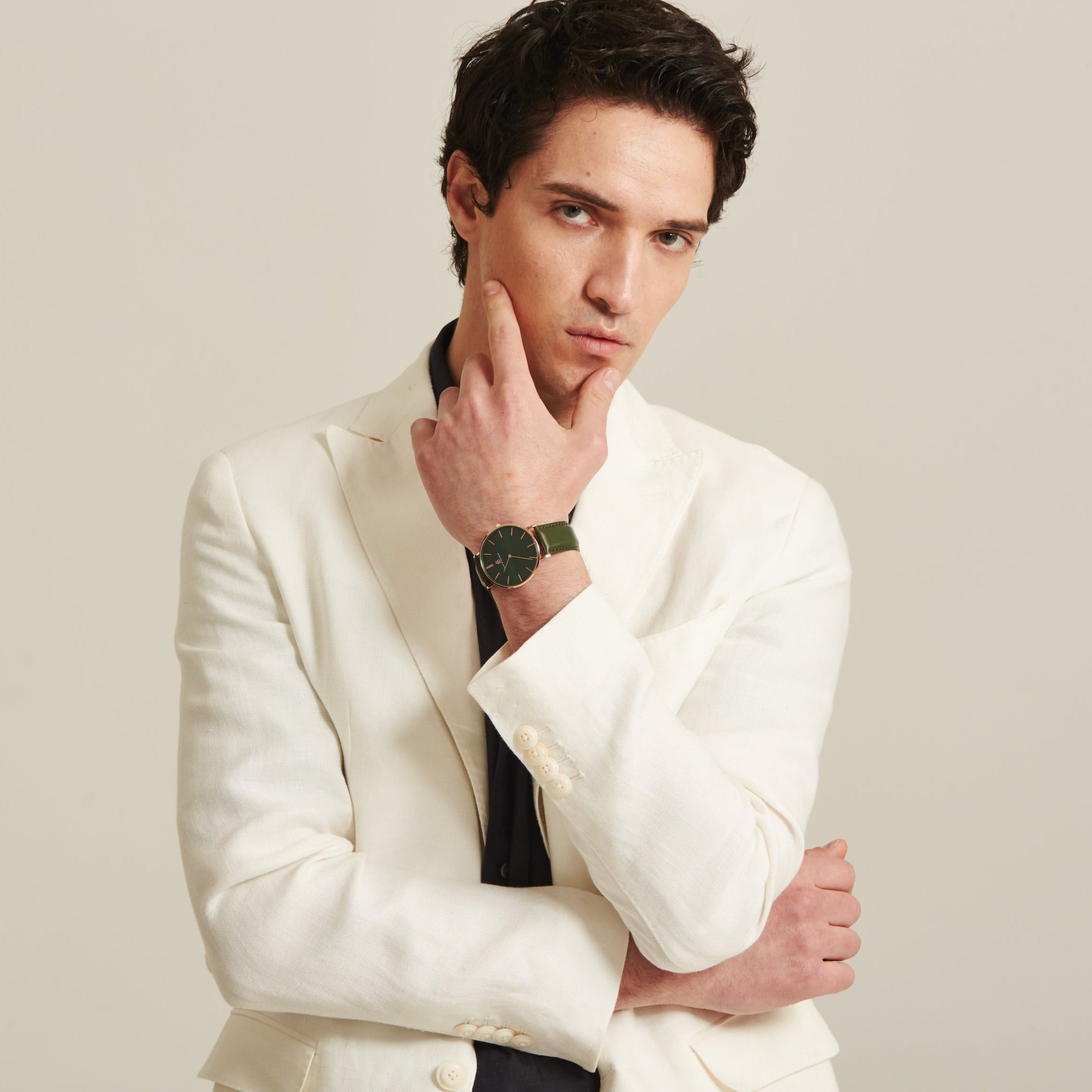 CLASSIC GREEN ROSE GOLD (LEATHER STRAP) - 4B Watches