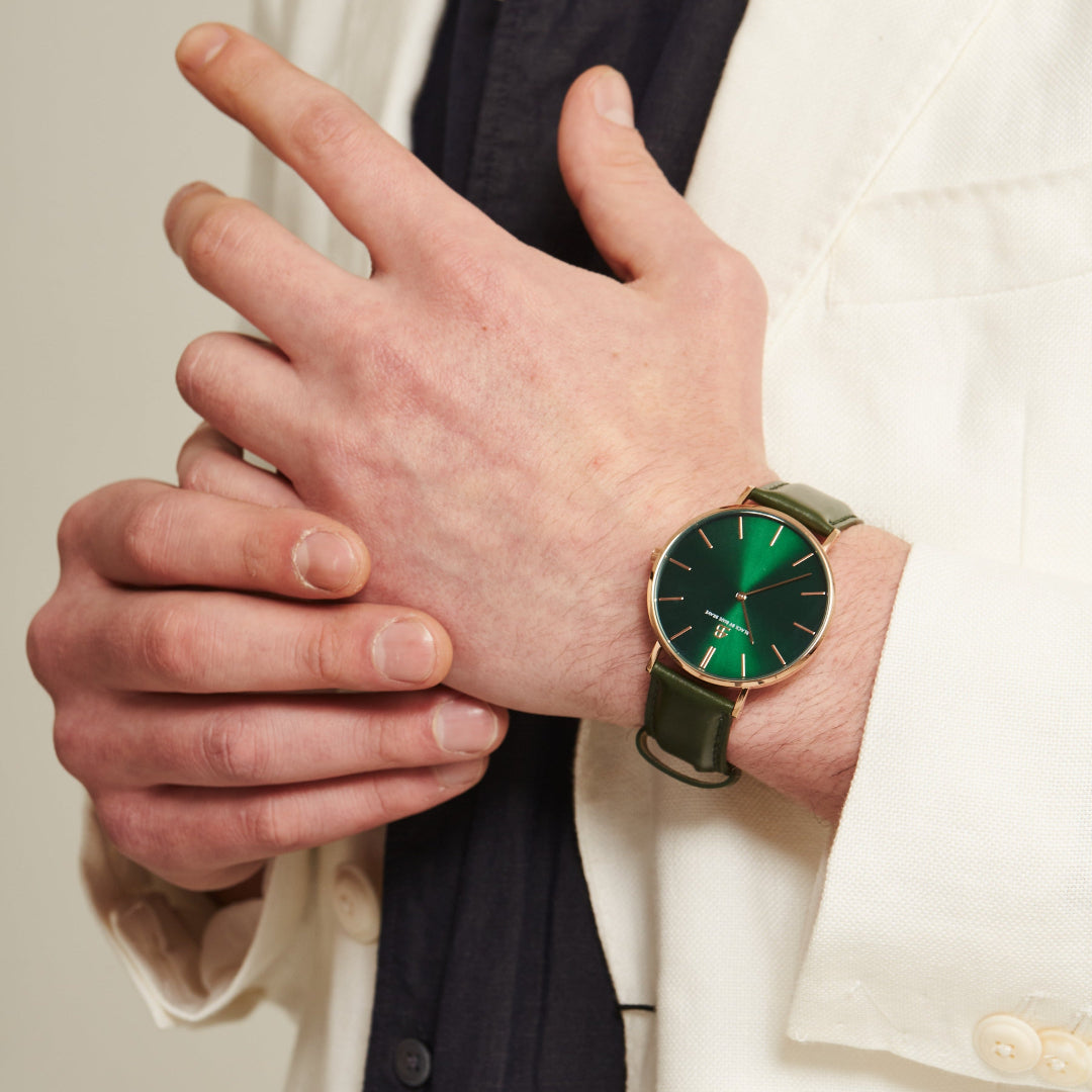 CLASSIC GREEN ROSE GOLD (LEATHER STRAP) - 4B Watches