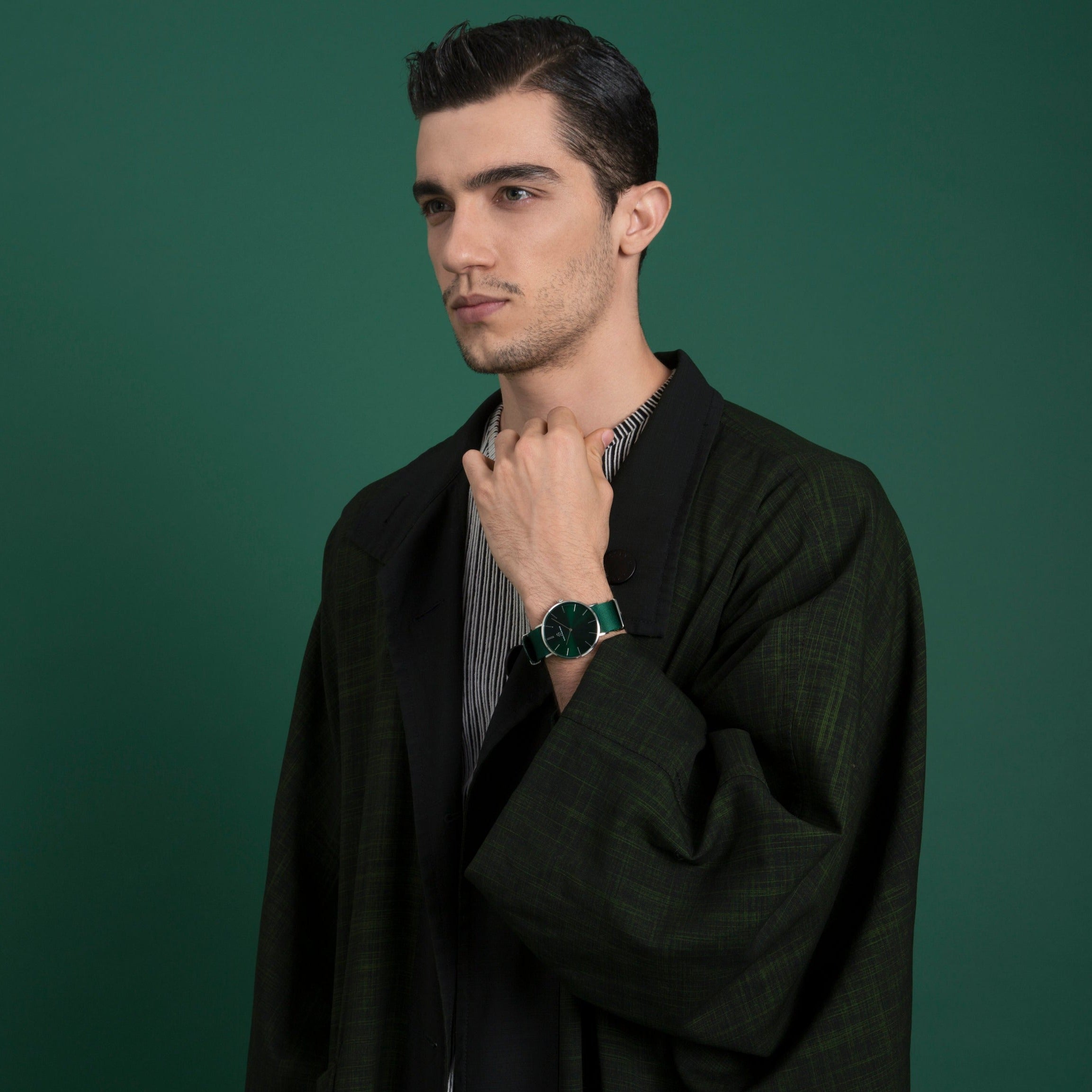 CLASSIC GREEN SILVER (NYLON STRAP) - 4B Watches
