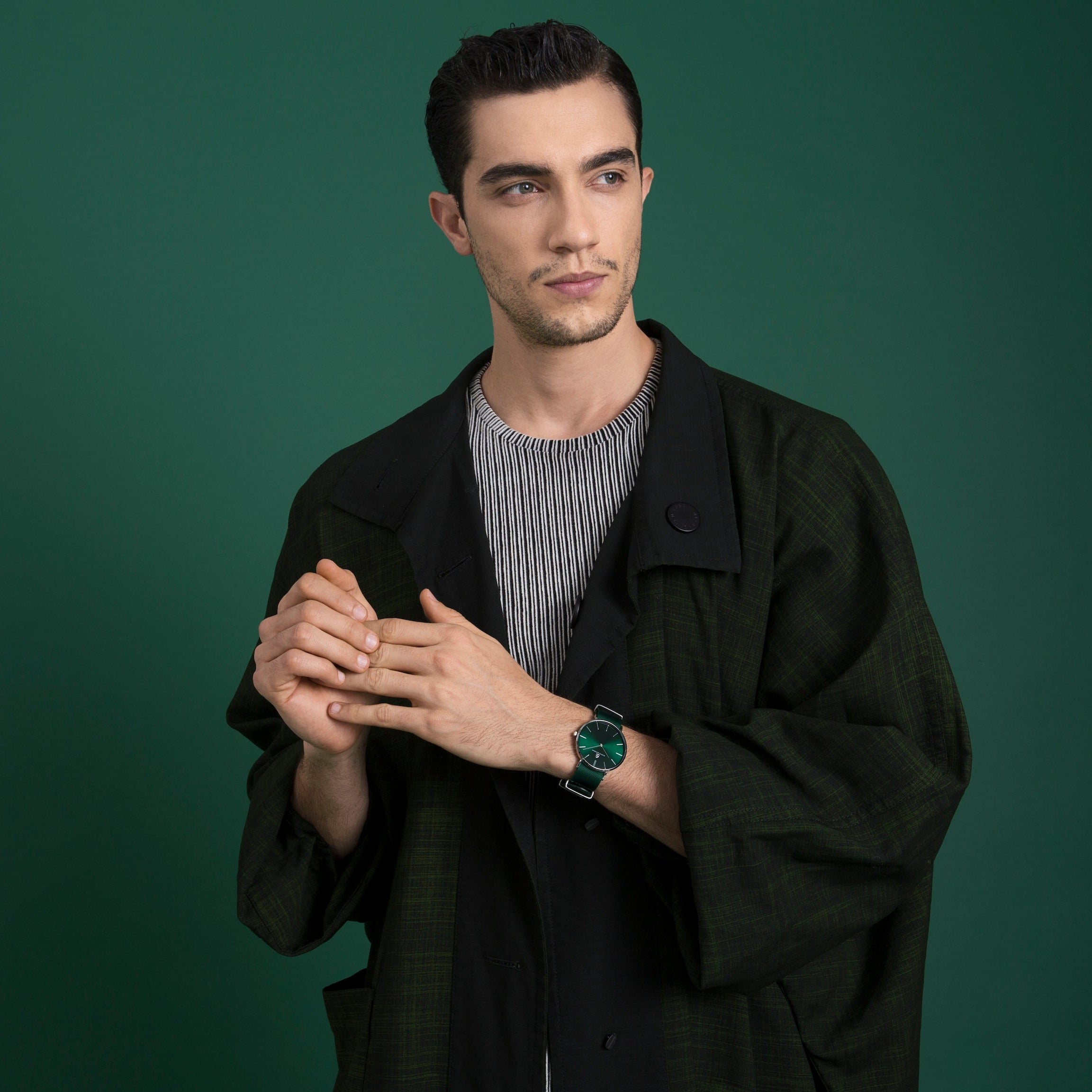 CLASSIC GREEN SILVER (NYLON STRAP) - 4B Watches