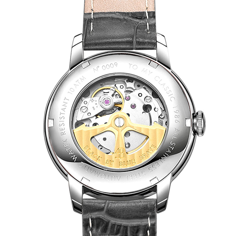 CLASSIC 1986 AUTOMATIC WHITE DIAL WITH GREY STRAP - 4B Watches